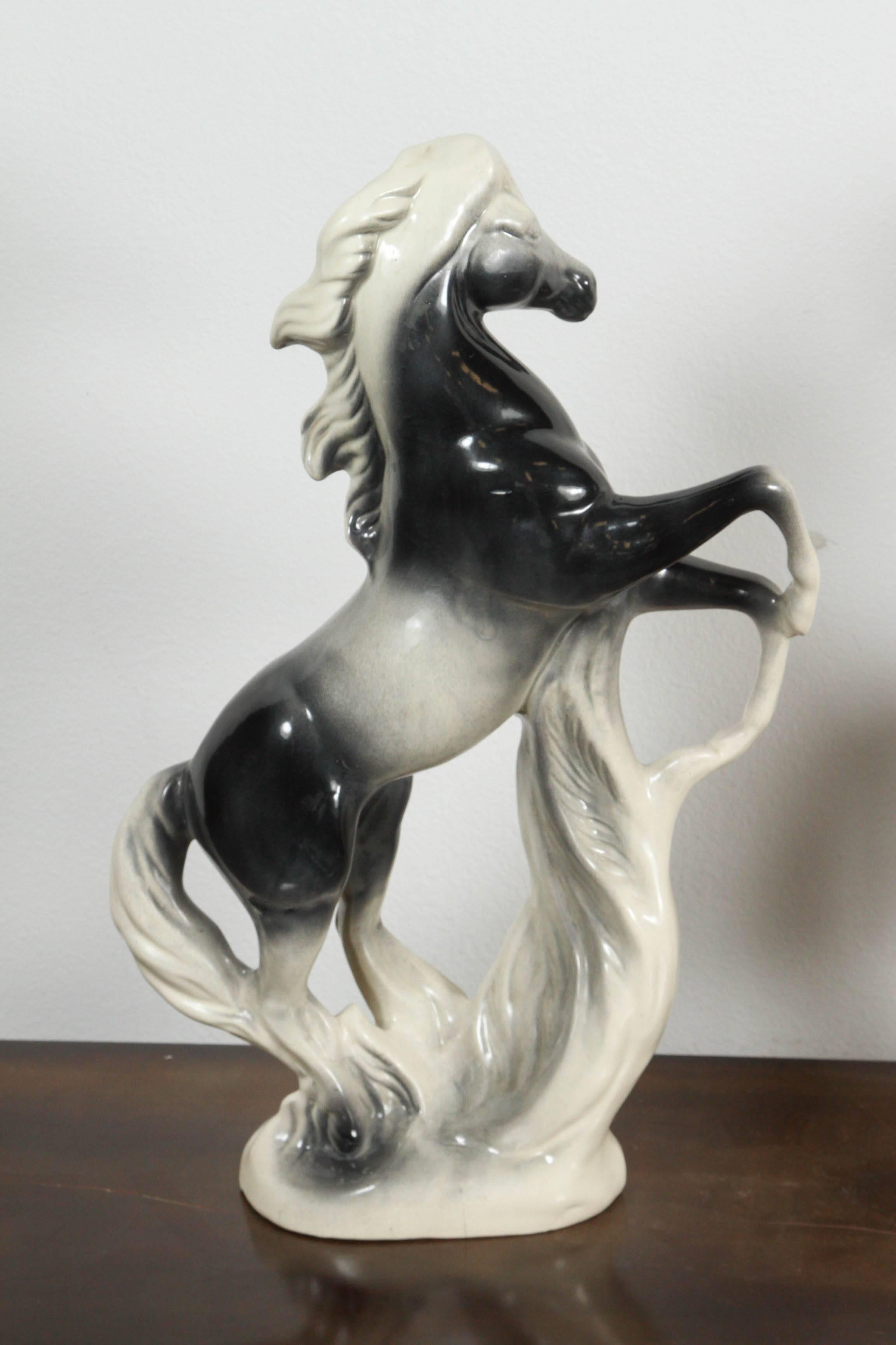 Glazed 1950s Large Ceramic Horse Statues