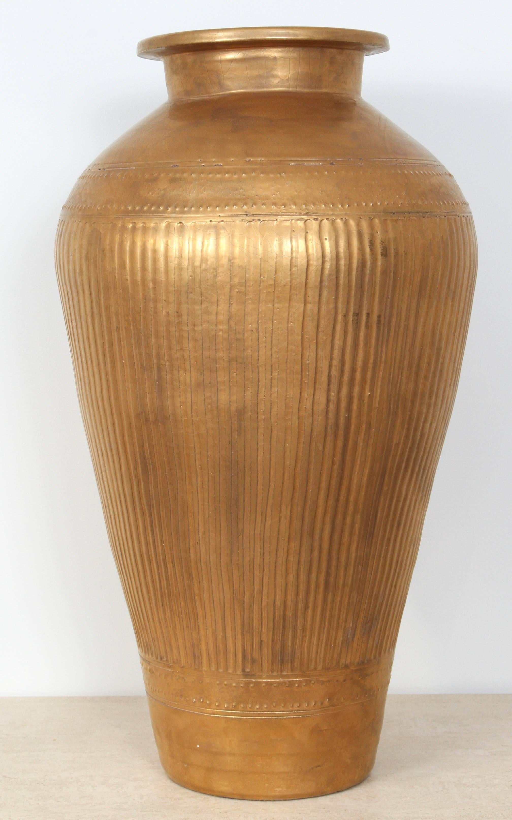 Gilt Beautiful and Enormous Gilded Ceramic Urn For Sale