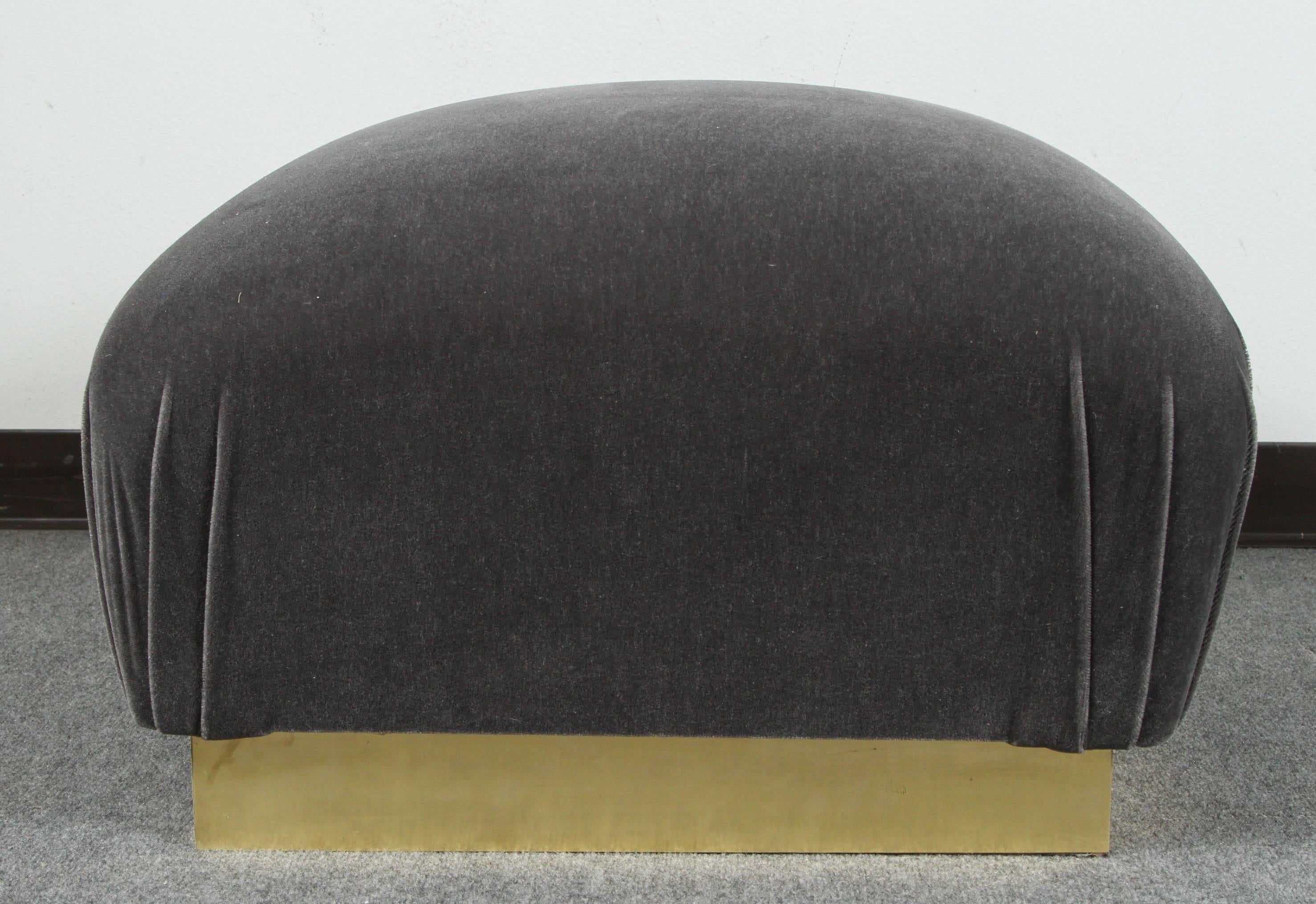 Brass Pair of Pouf Ottomans by Steve Chase