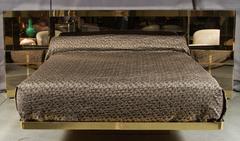 Brass and Bronzed Mirrored Platform Bed by Ello