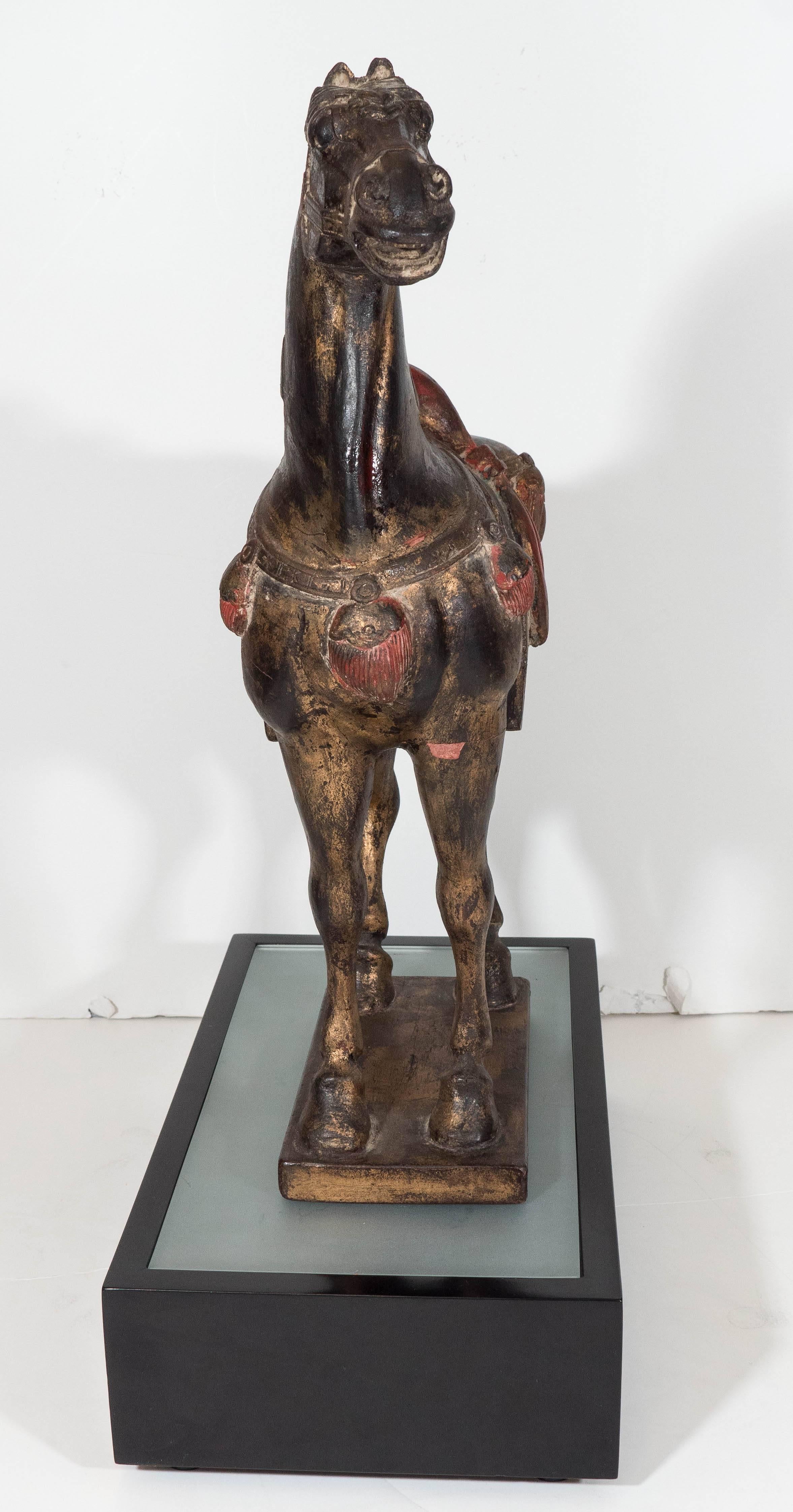 Early 20th Century Chinese Carved Wood 'Tang' Horse In Good Condition In New York, NY