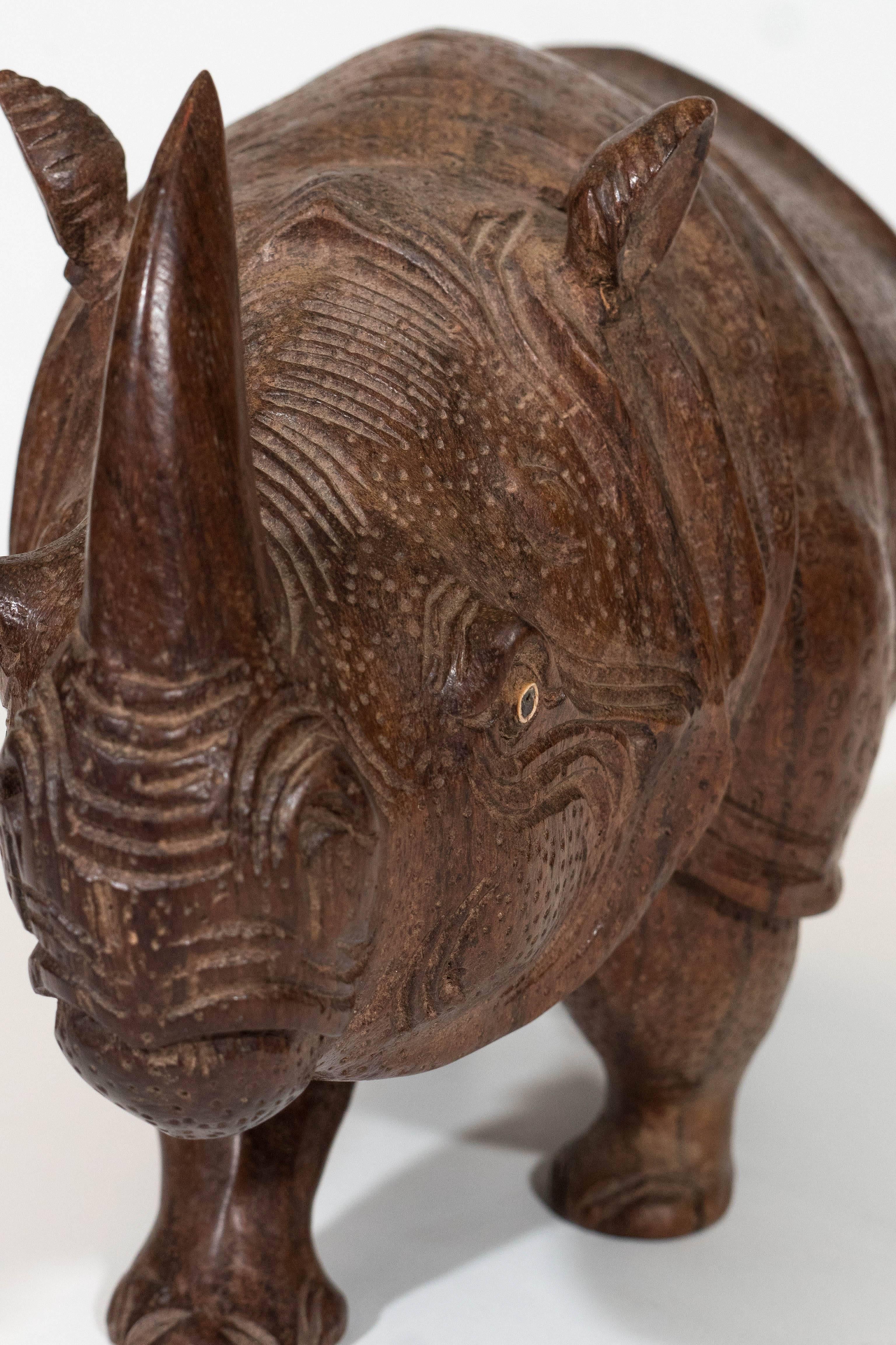 wooden rhino carvings