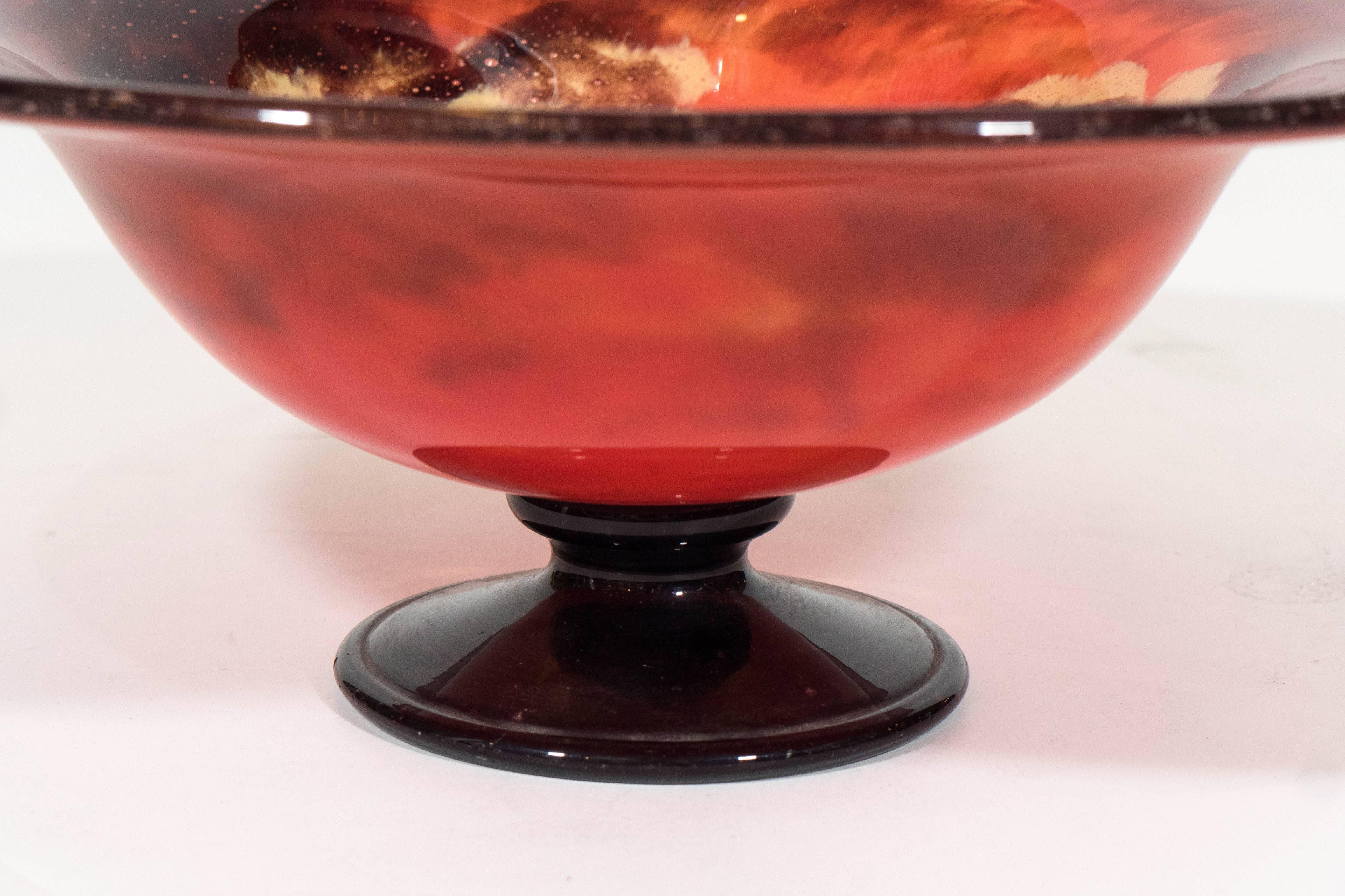 Art Deco Schneider Art Glass Pedestal Bowl