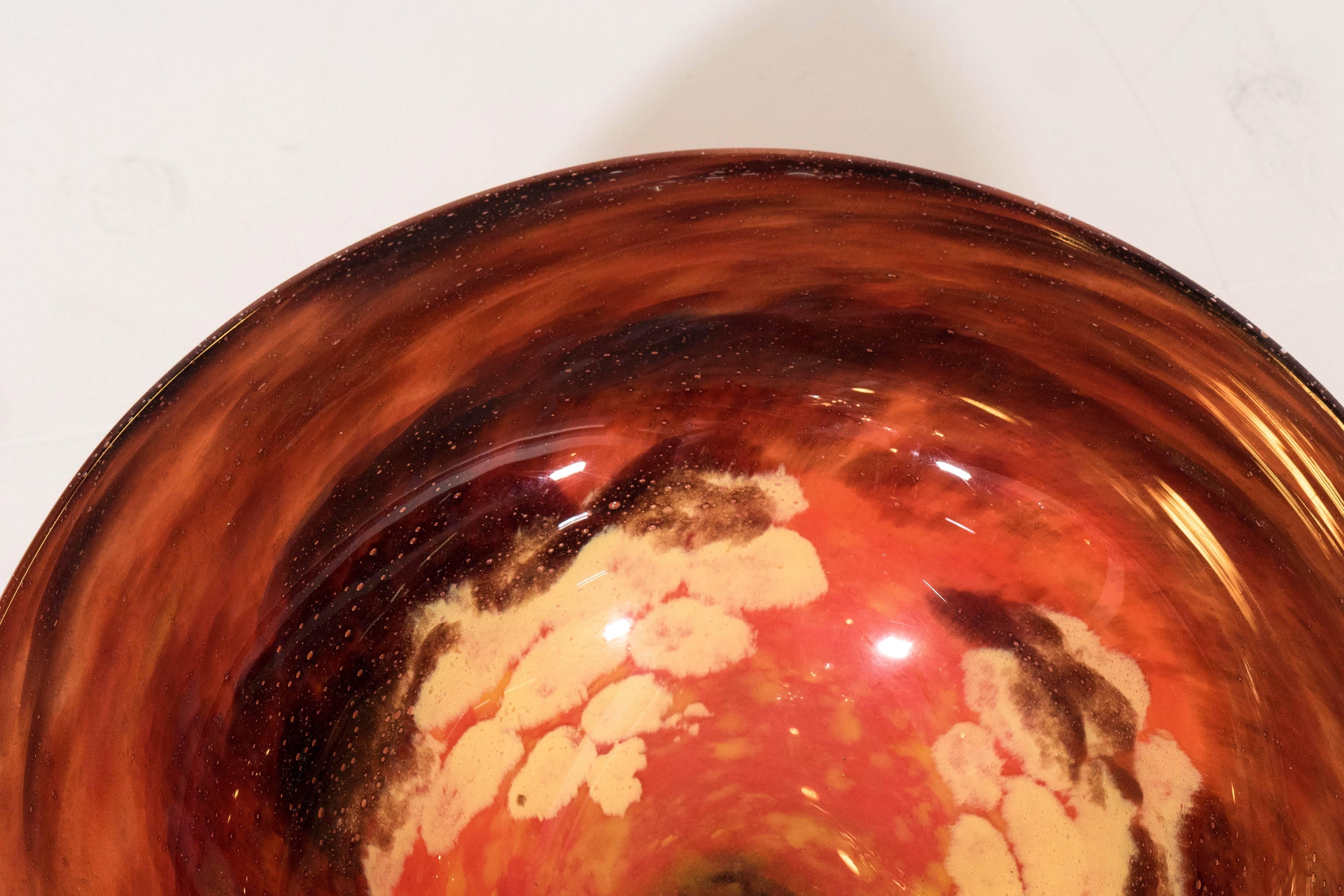 20th Century Schneider Art Glass Pedestal Bowl