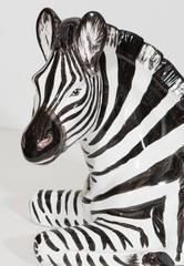 Italian Midcentury Hand-Painted Majolica Zebra