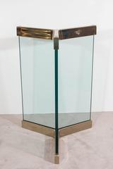 Pair of Leon Rosen Glass and Brass Dining Table Bases for Pace Collection