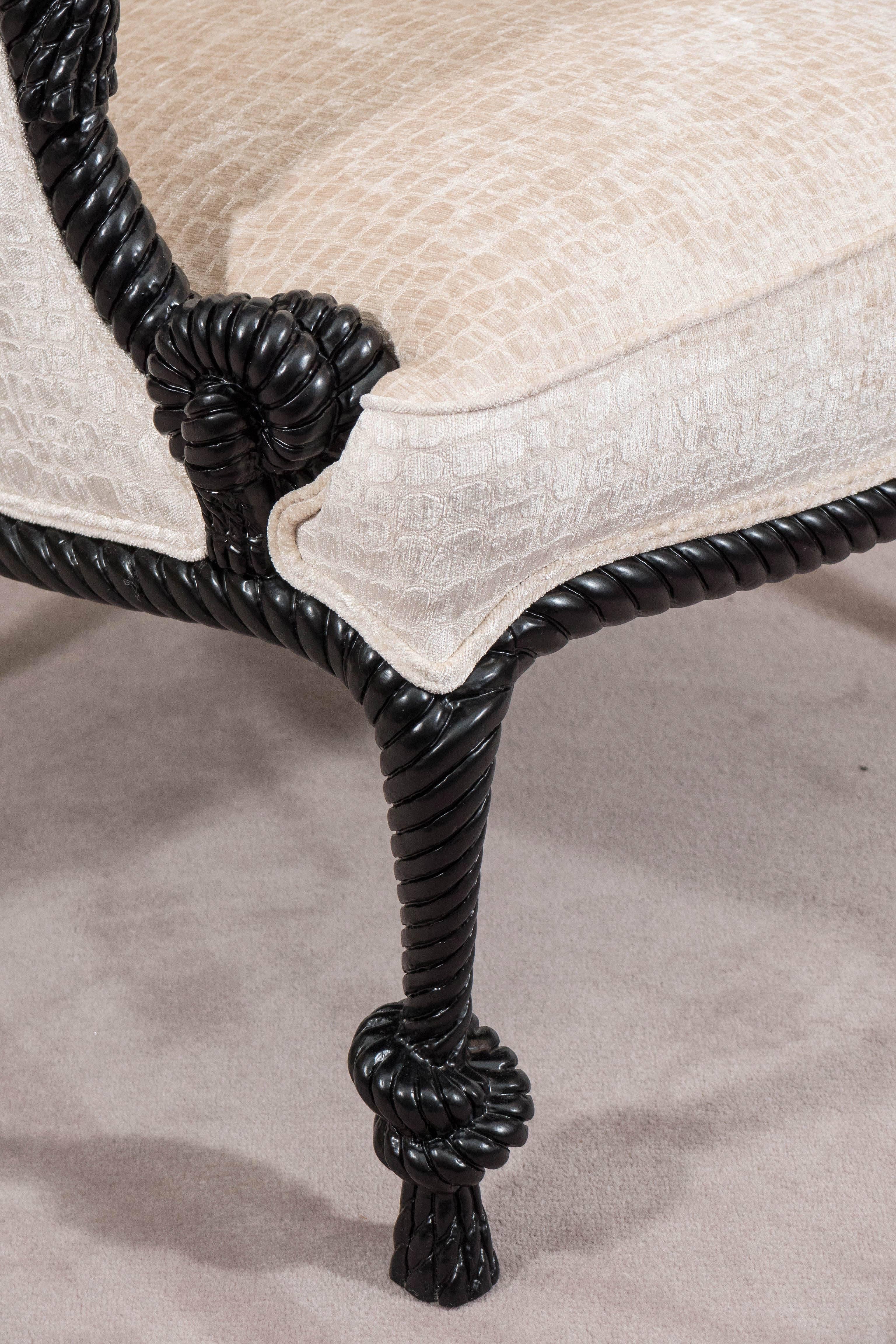 Carved Italian Napoleon III Style Armchair with Rope and Tassel Motif