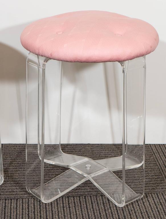 Set of Five MidCentury Vanity Stools with Lucite Bases at 1stDibs