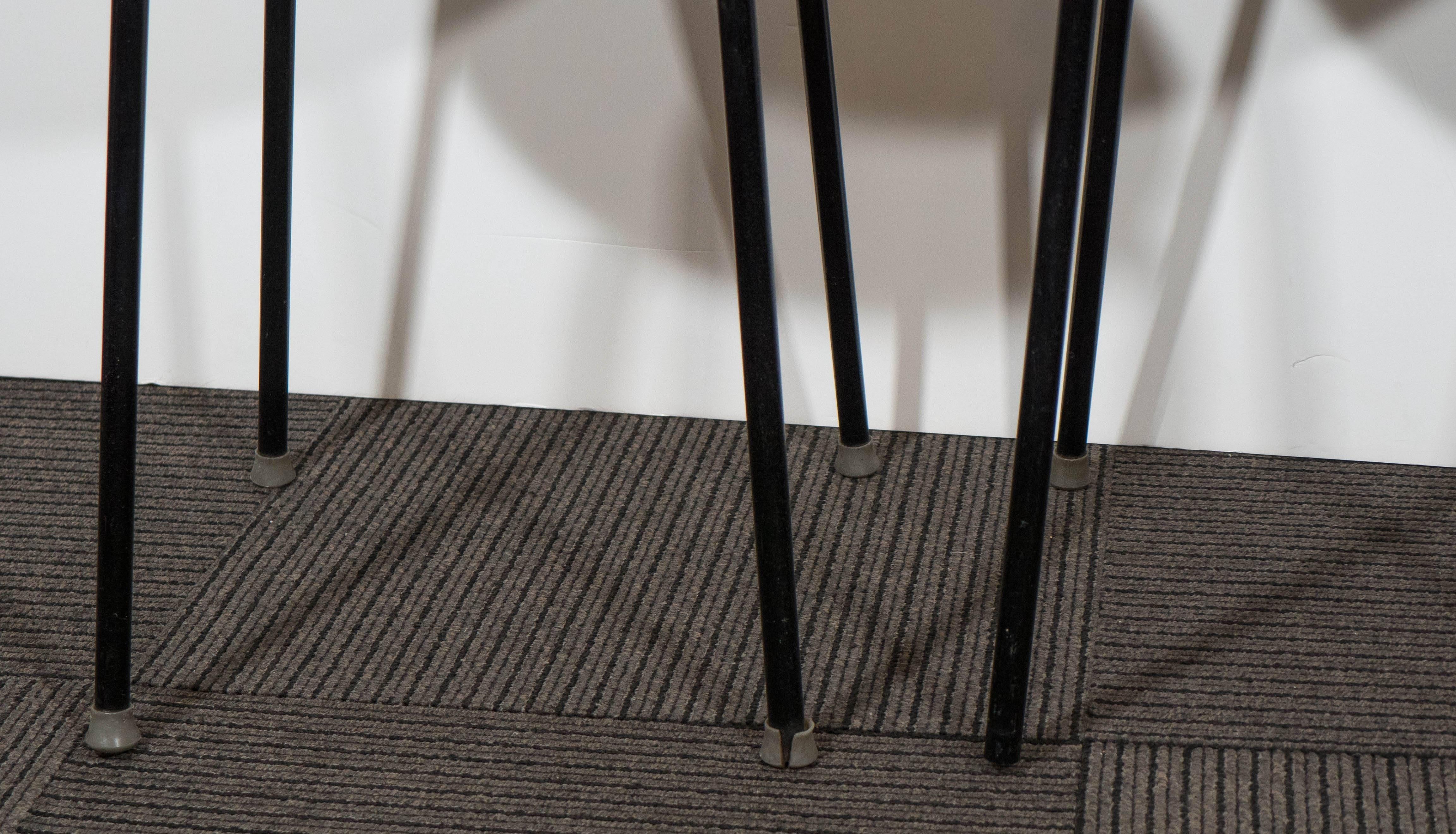 Set of Three 1960s Danish Stools with Teak Plywood Seats on Black Metal Legs 2