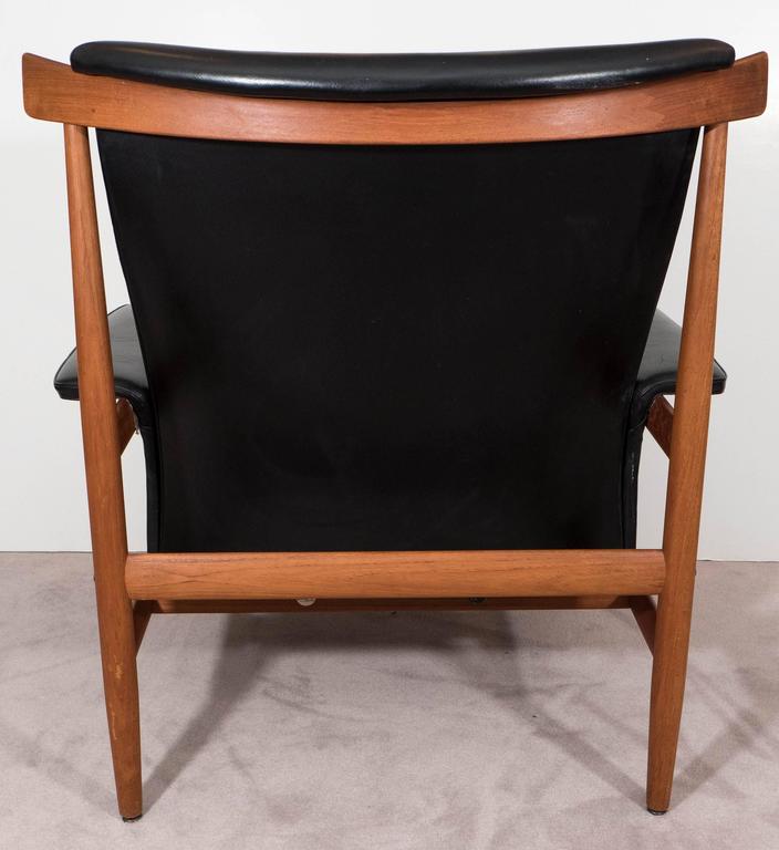 Finn Juhl 'Bwana' Teak Armchair and Ottoman in Black Leather for France and Son at 1stDibs