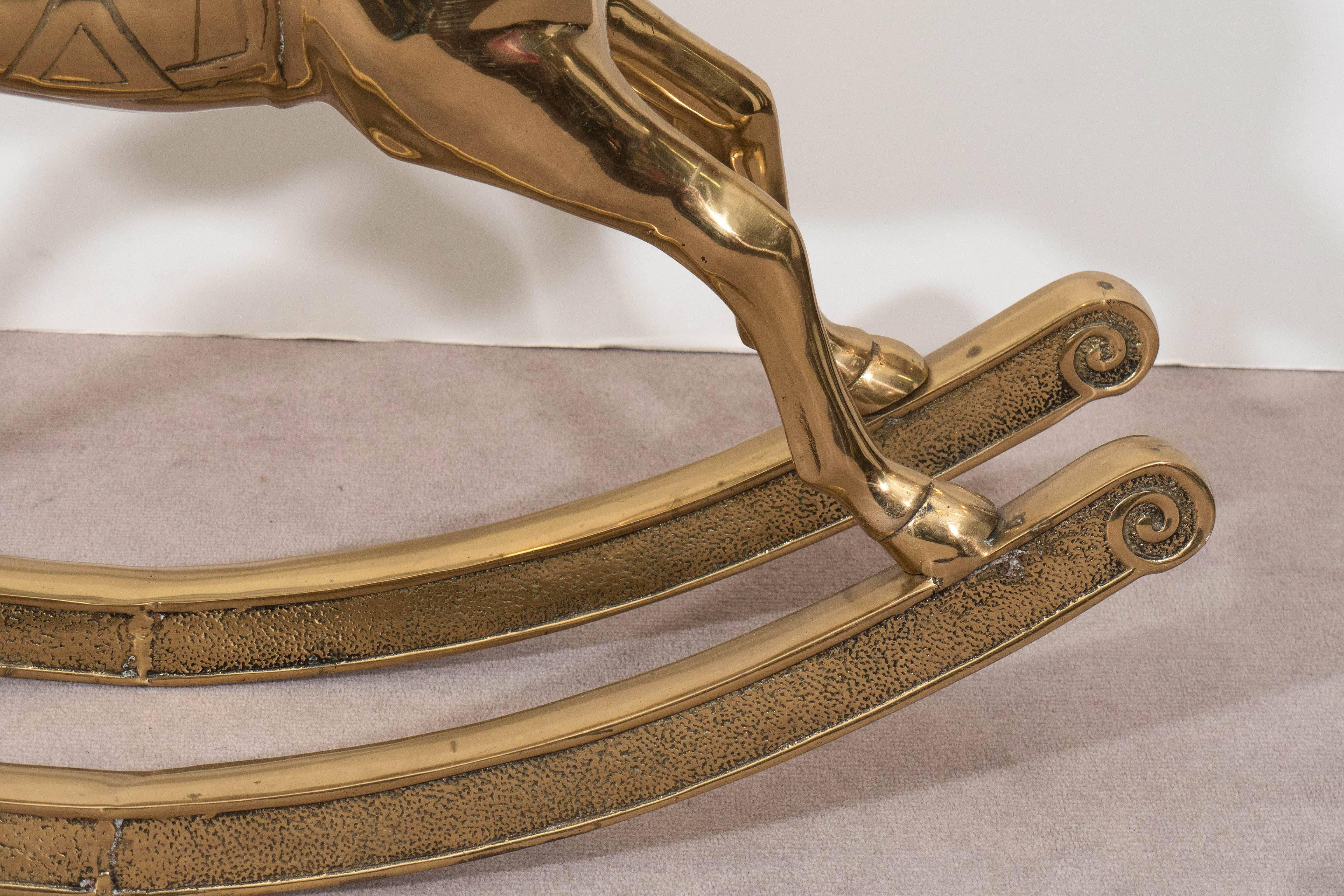 large brass rocking horse