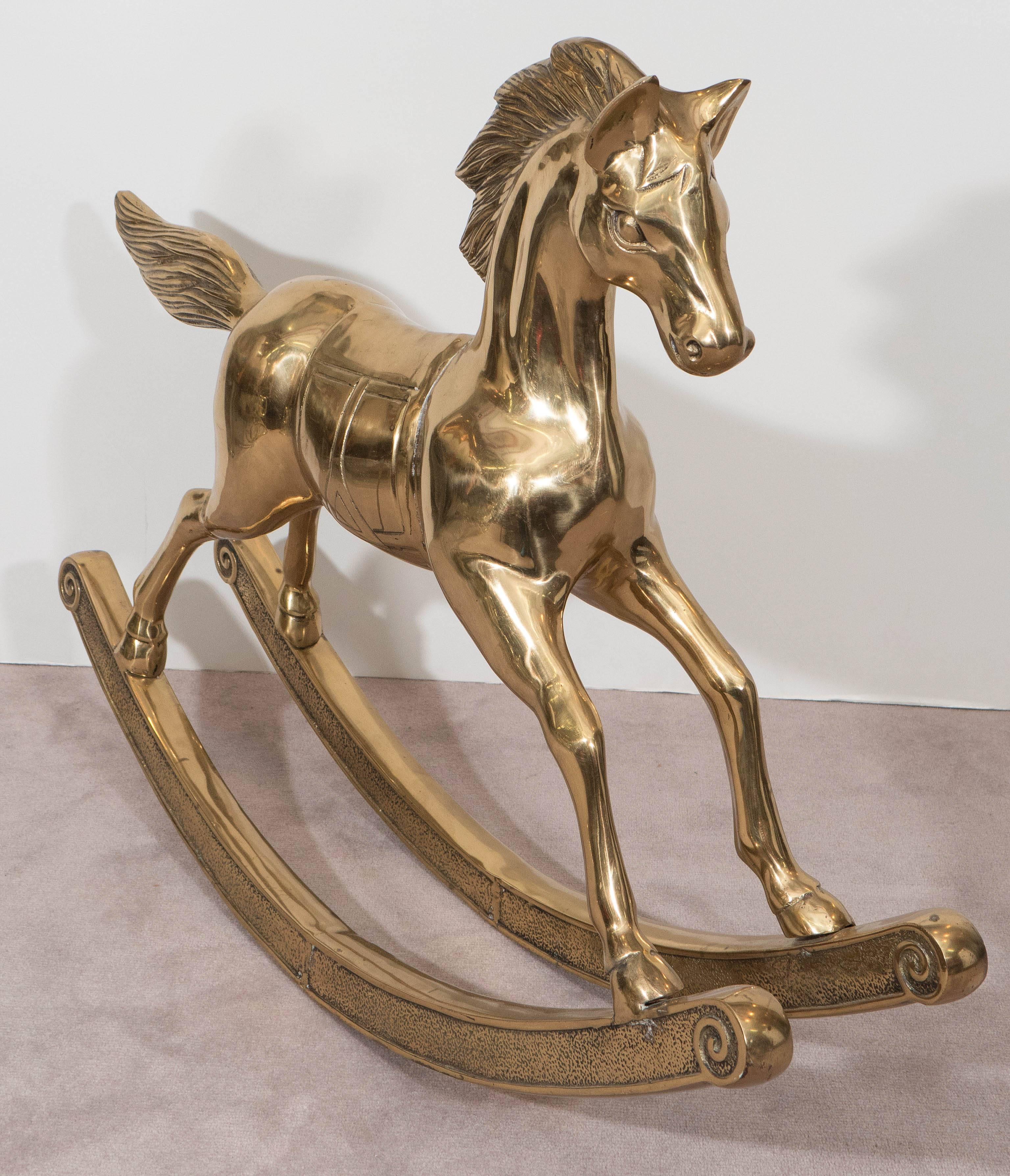 Brass Rocking Horse In Good Condition In Astoria, NY