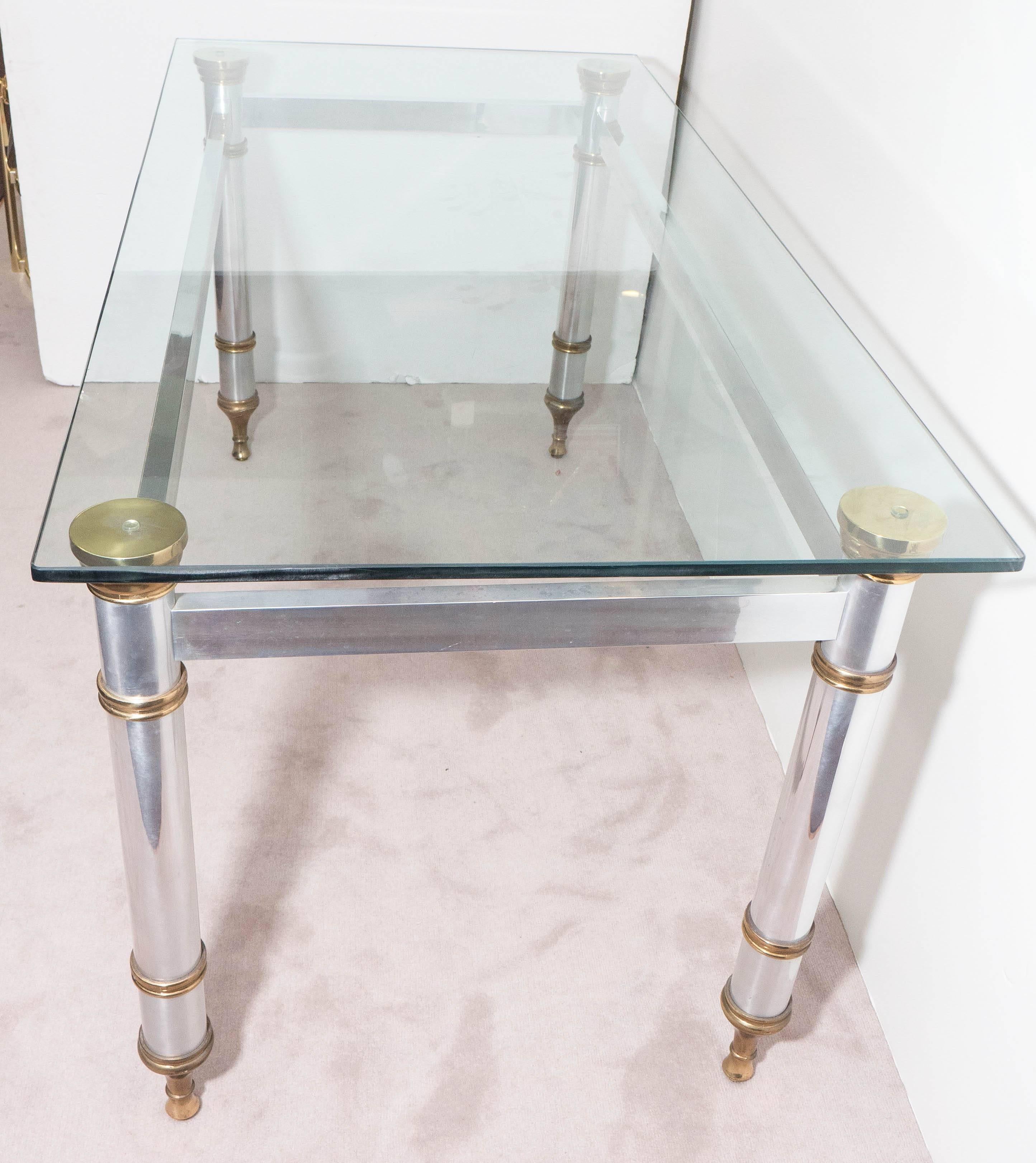 Mid-20th Century  Signed Maison Jansen Glass Top Dining Table or Desk