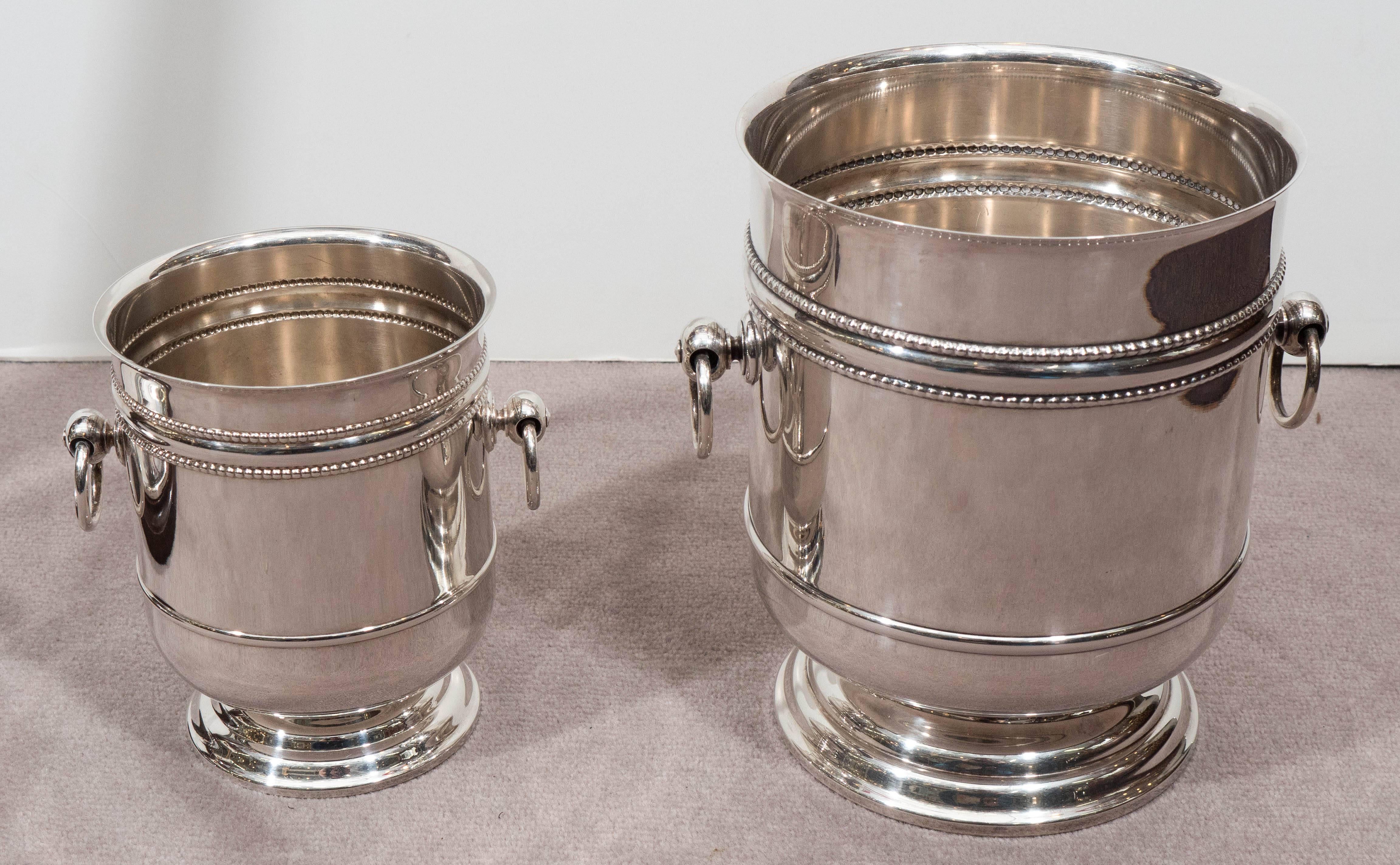 Rare Art Deco Silver Plated Christofle Champagne Buckets with Mahogany Stand 2