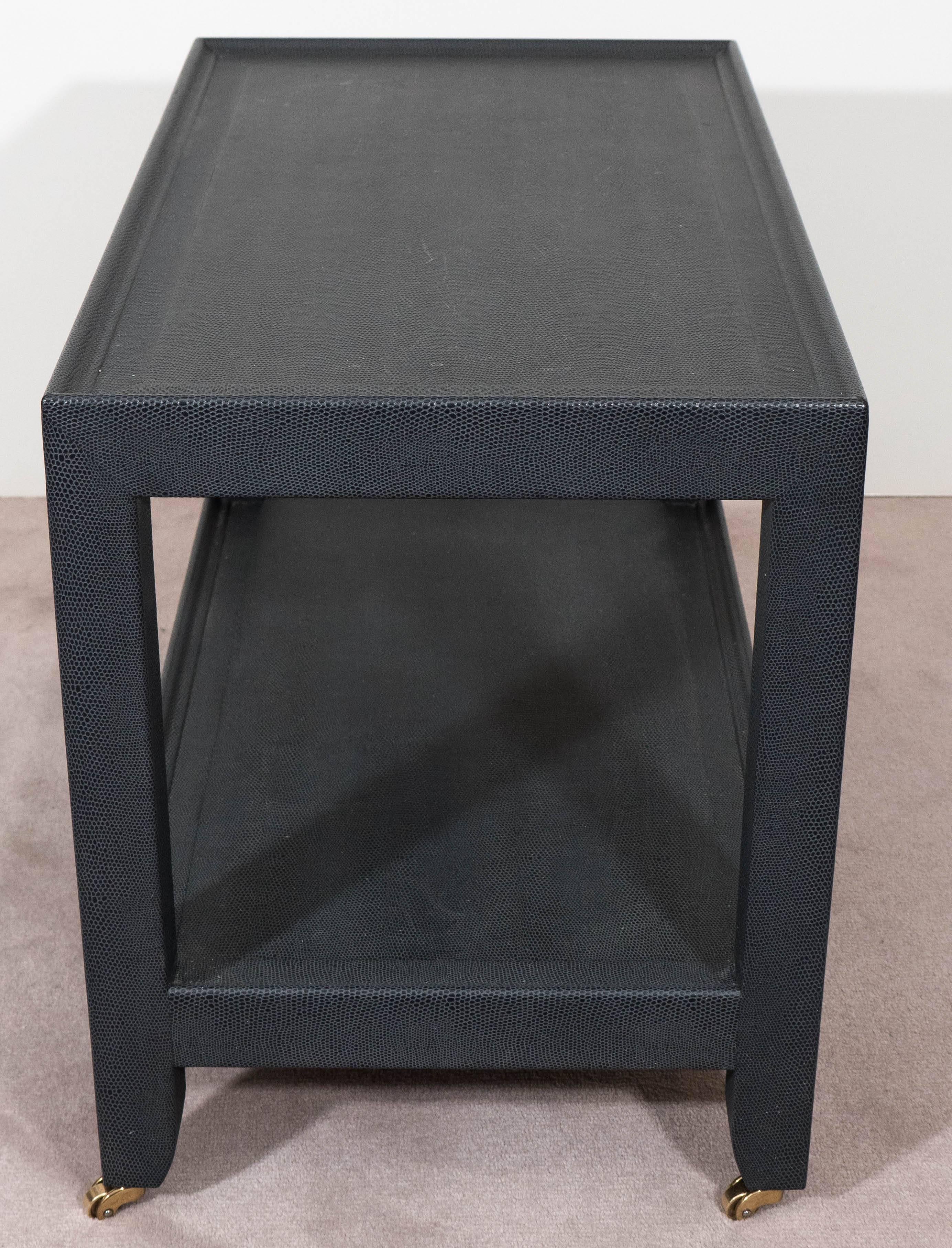 Late 20th Century Karl Springer Leather Embossed Telephone Side Table