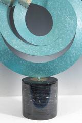 Curtis Jere Abstract Kinetic Table Sculpture in Mixed Metal on Marble Base