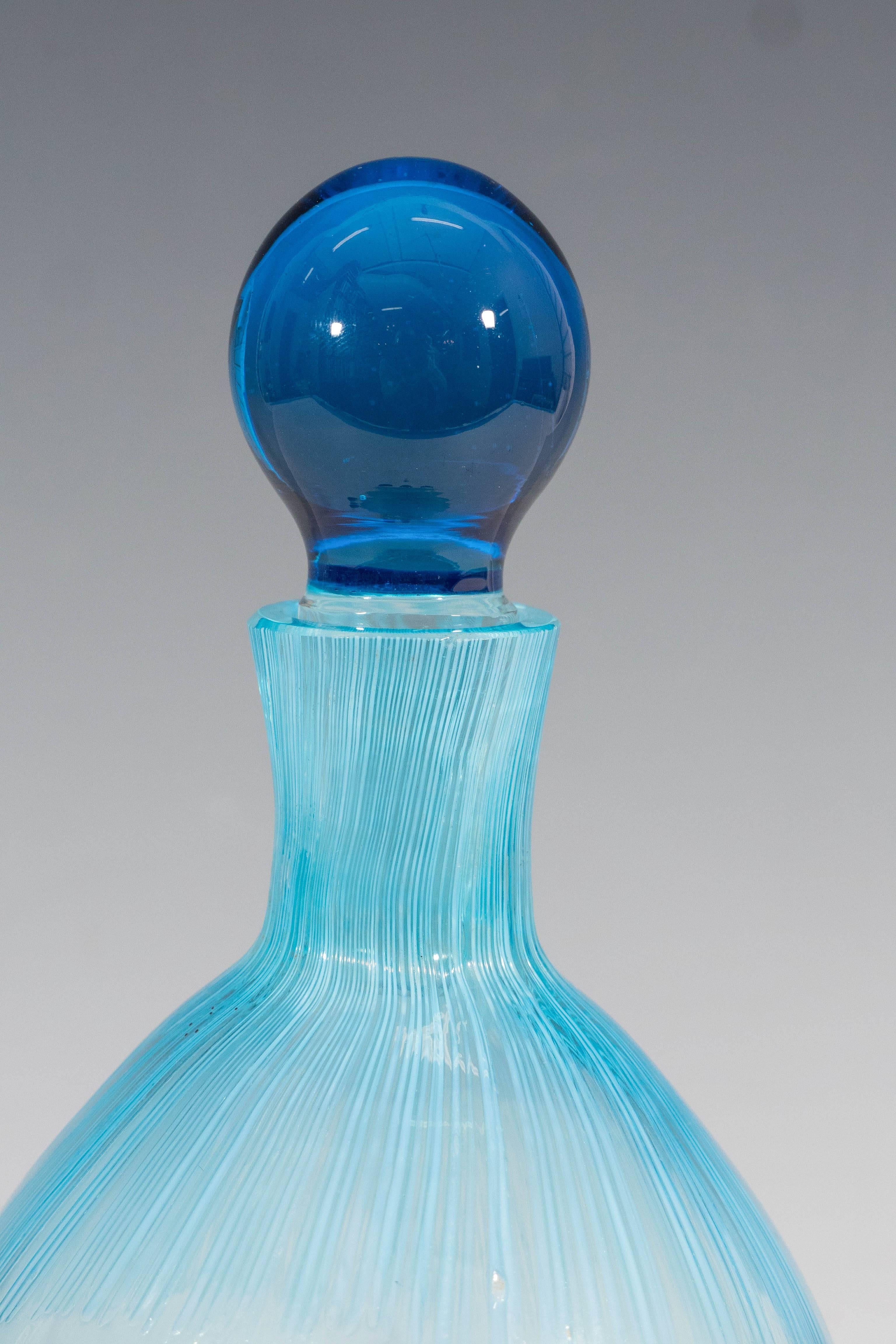 blue glass decanter made in italy