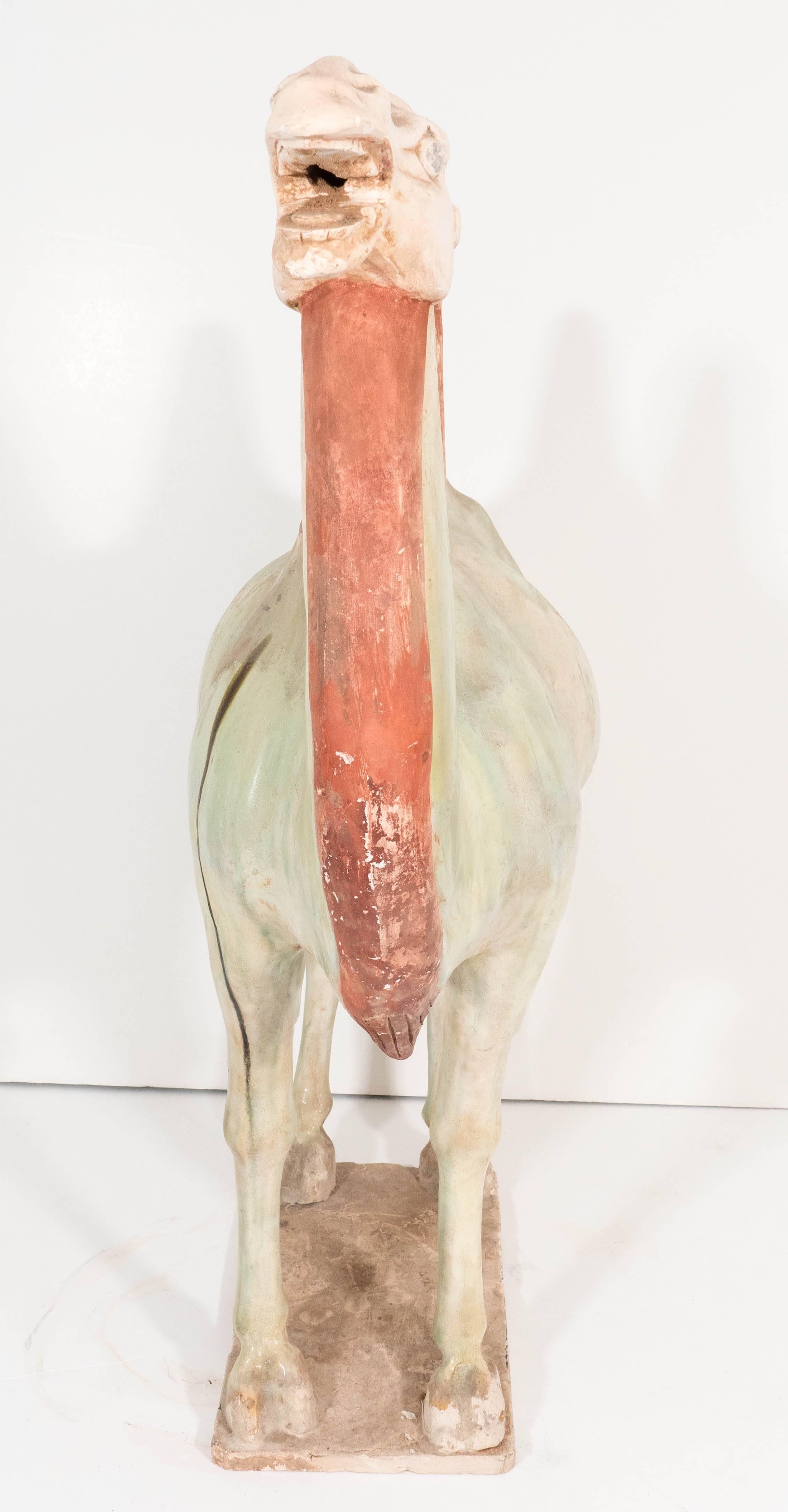 Tang Dynasty Glazed Pottery Statue of Standing Camel In Good Condition In New York, NY