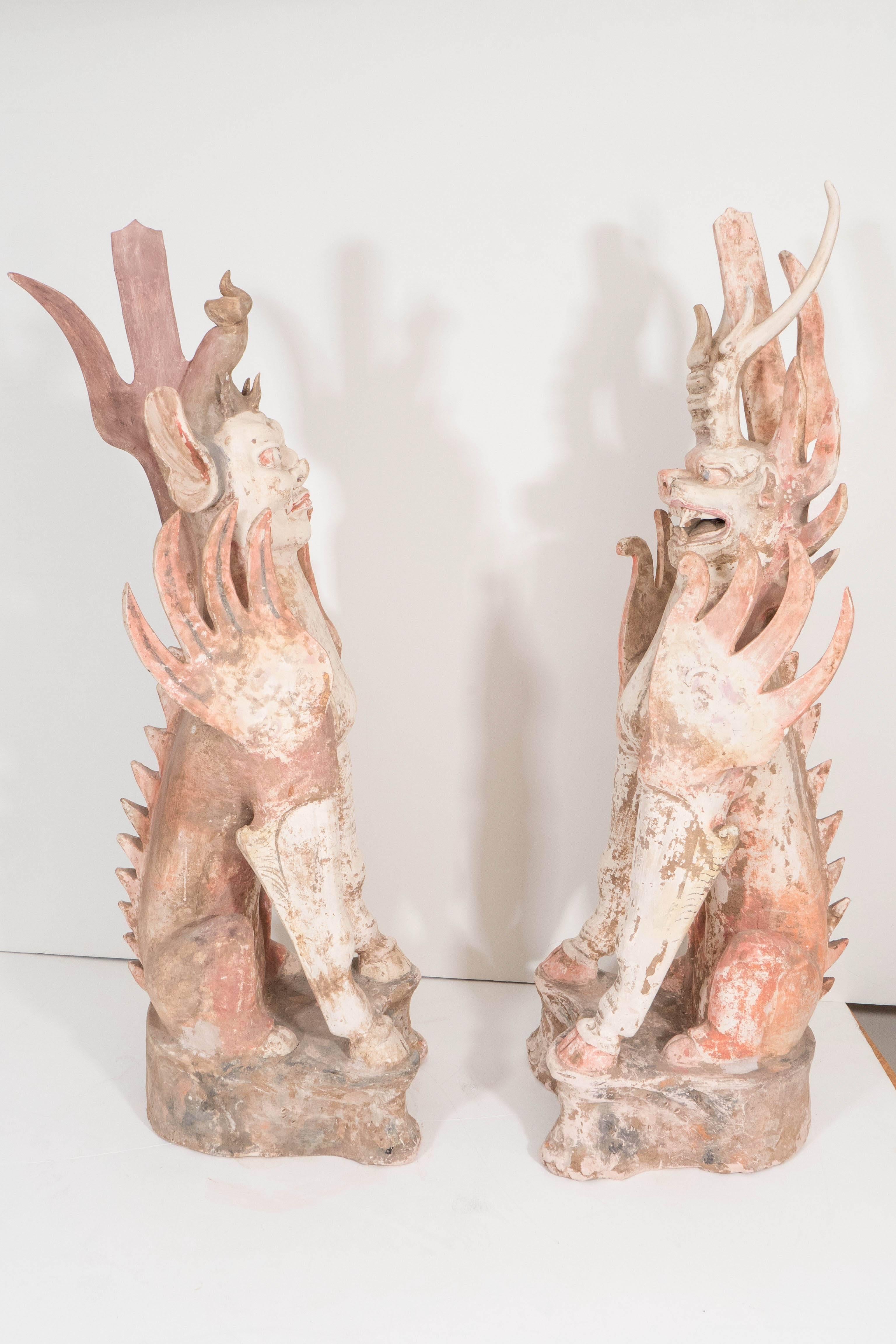 Pair of Tang Dynasty Pottery Tomb Sculptures of Earth Spirits 1