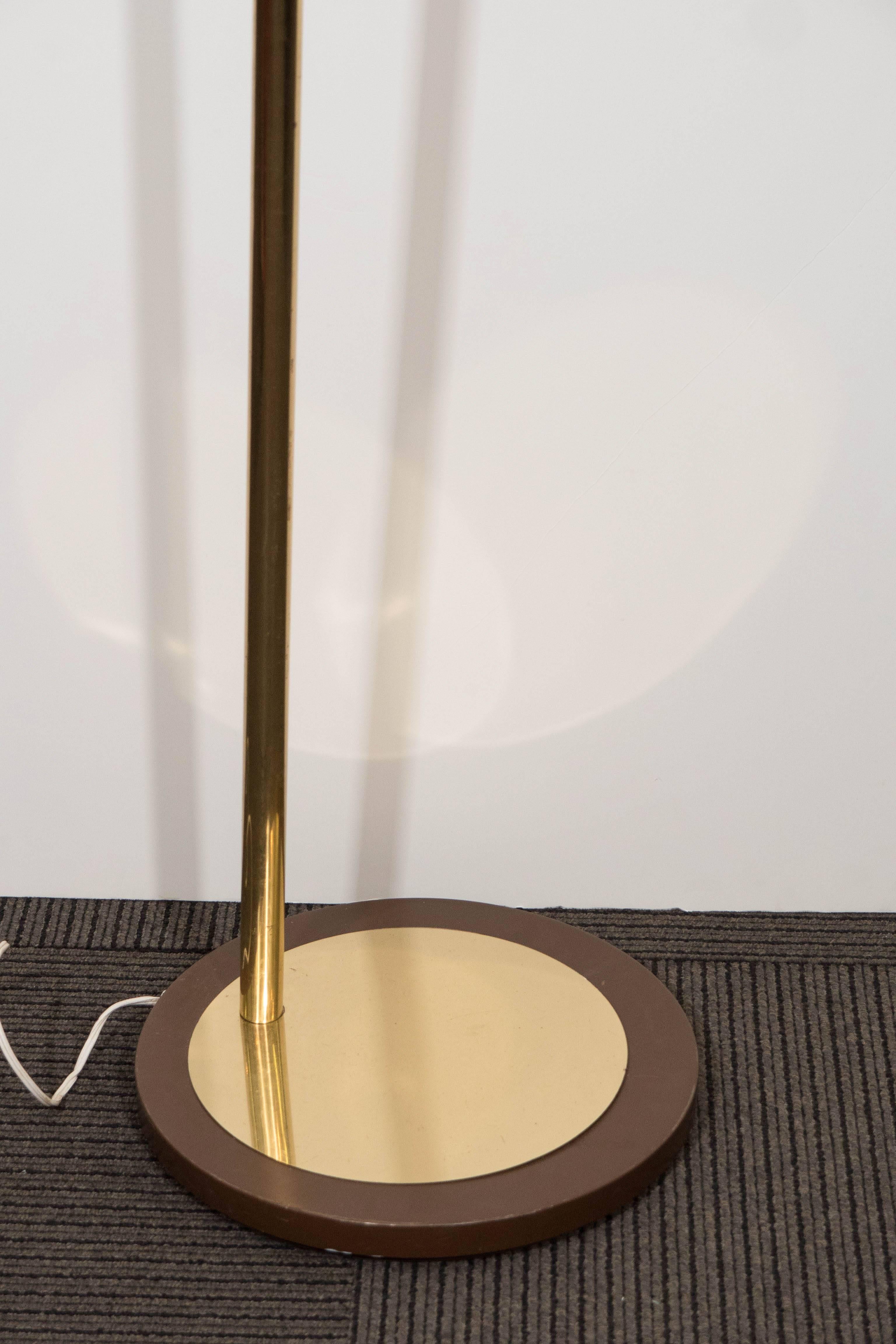Modern Mid-Century Koch and Lowy Brass Floor Lamp with Three Pivoting Heads For Sale