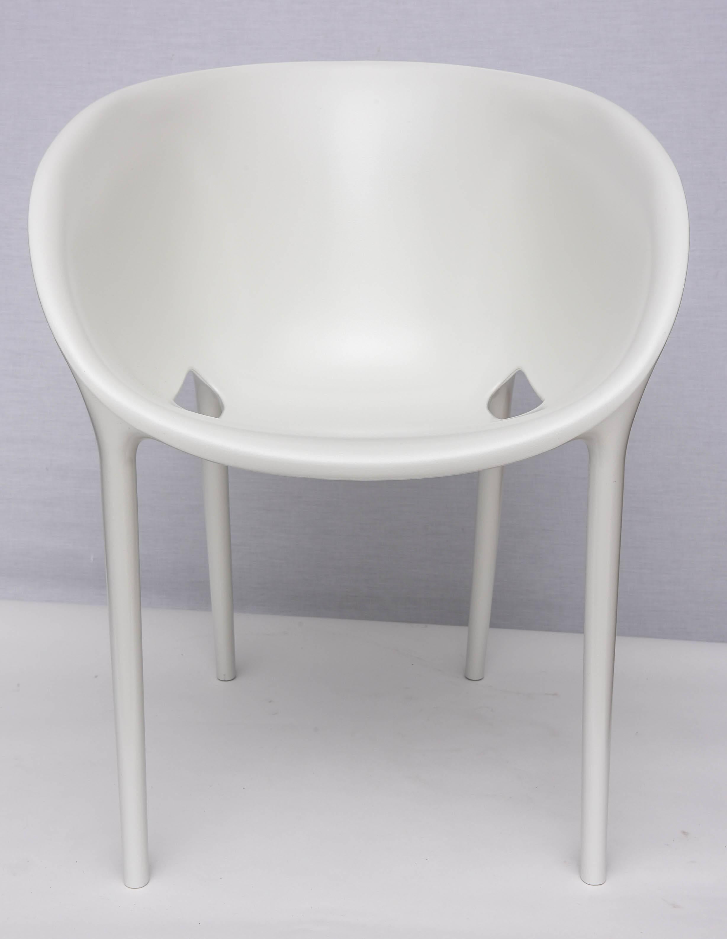 White Acrylic Soft Egg Chair, restored.  Set of 6 by Philippe Stark.  Made in Italy by Driade.