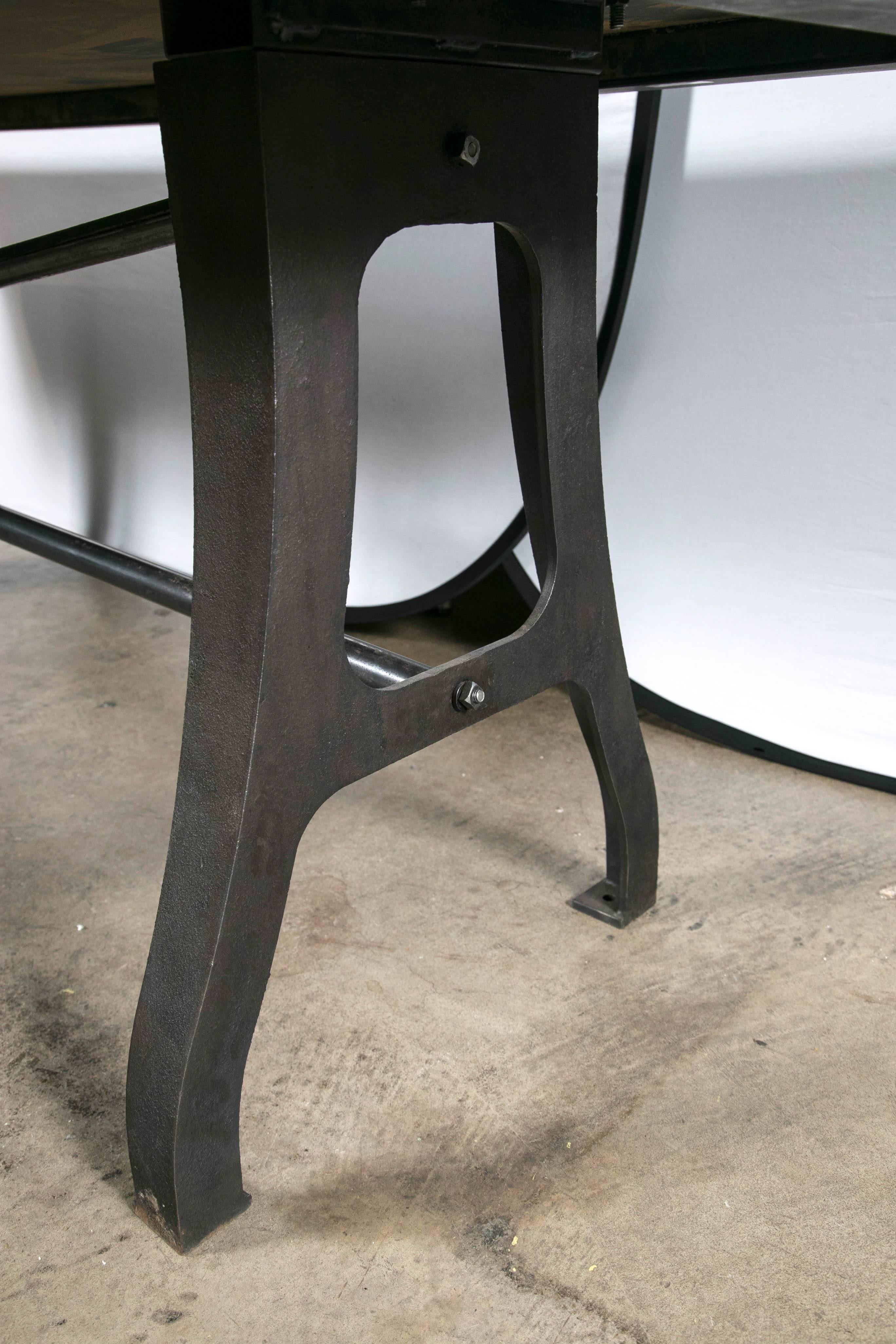 20th Century Steel Top Table on Industrial Base