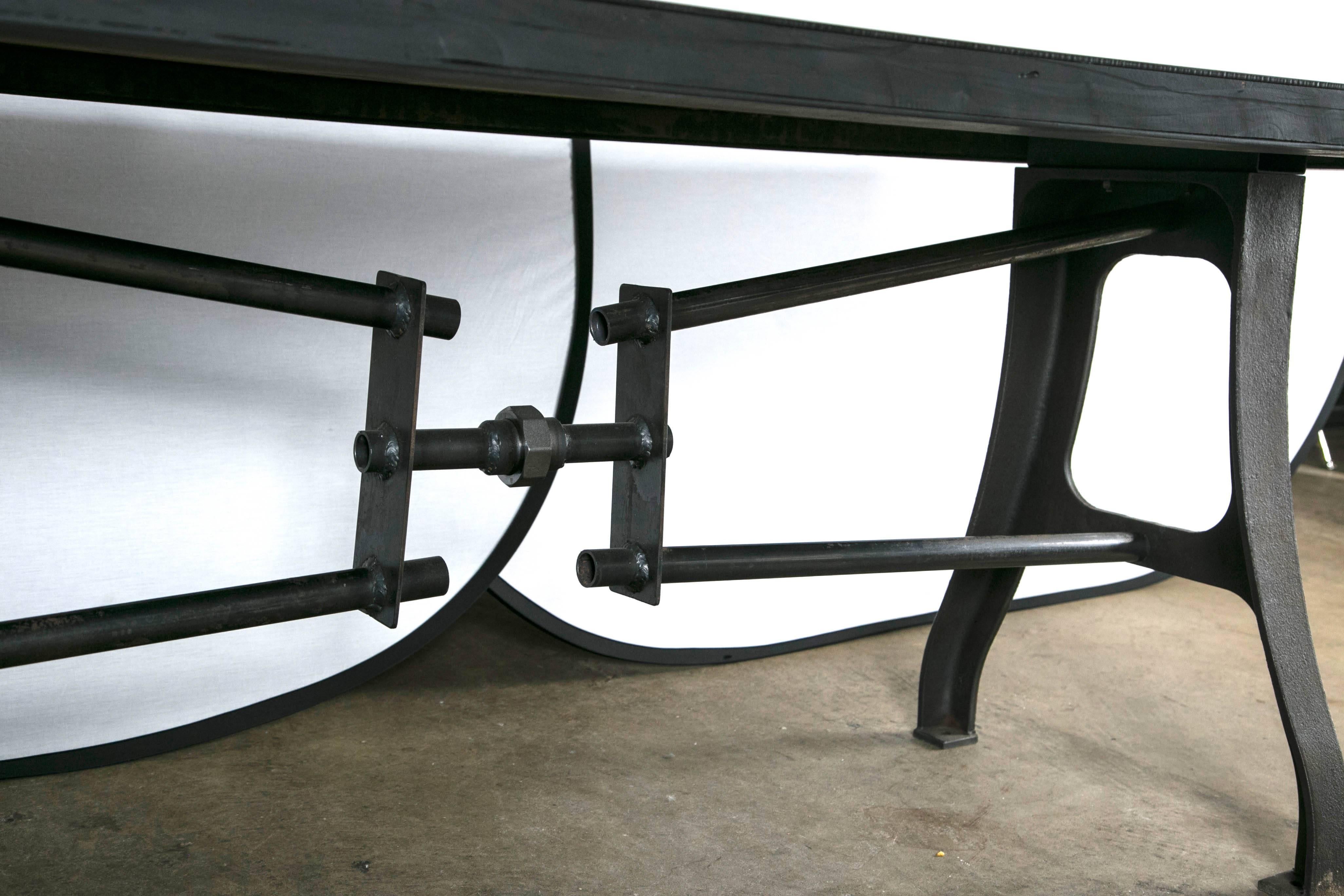 Steel Top Table on Industrial Base 3