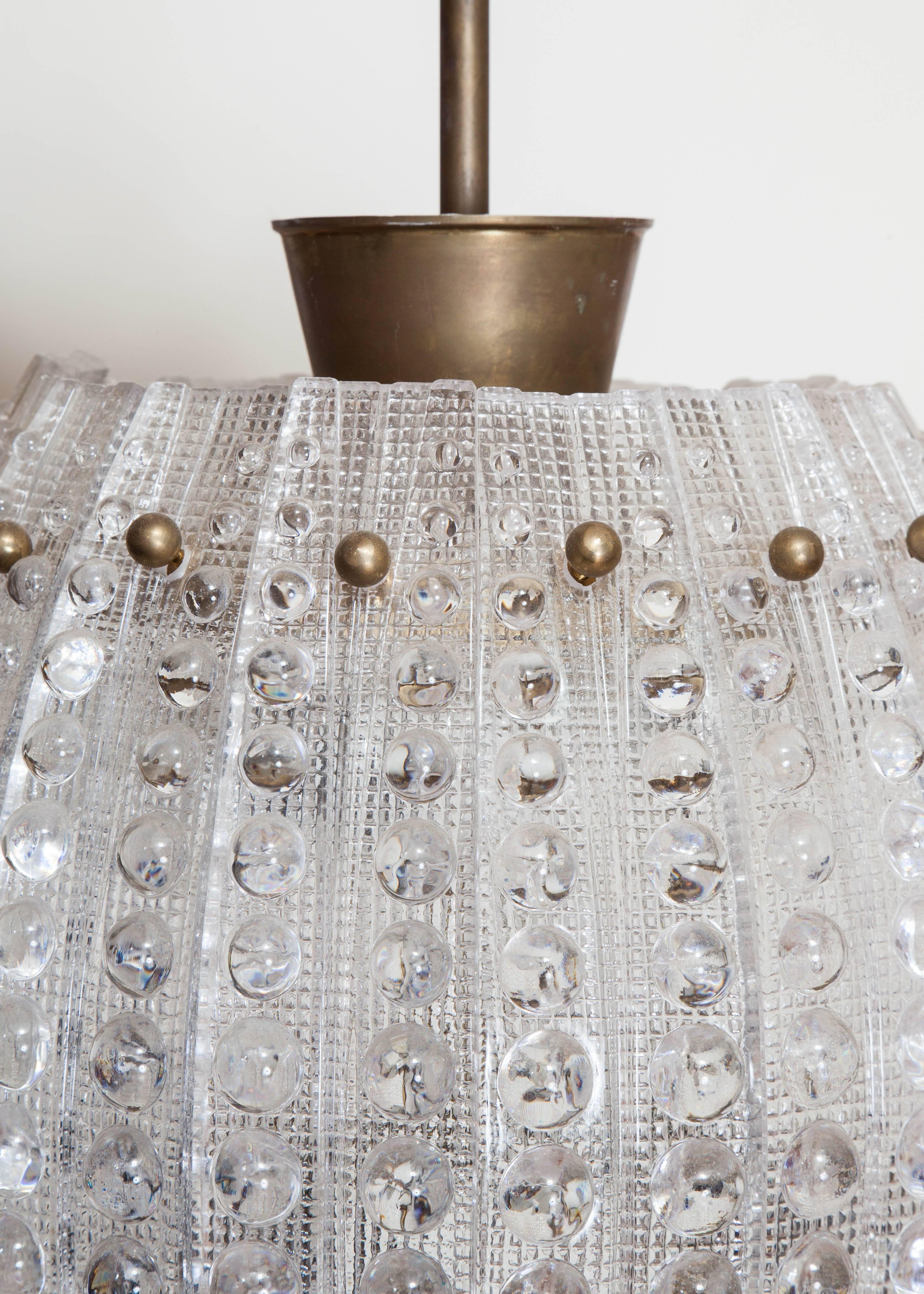Austrian 1960s Brass and Crystal Chandelier