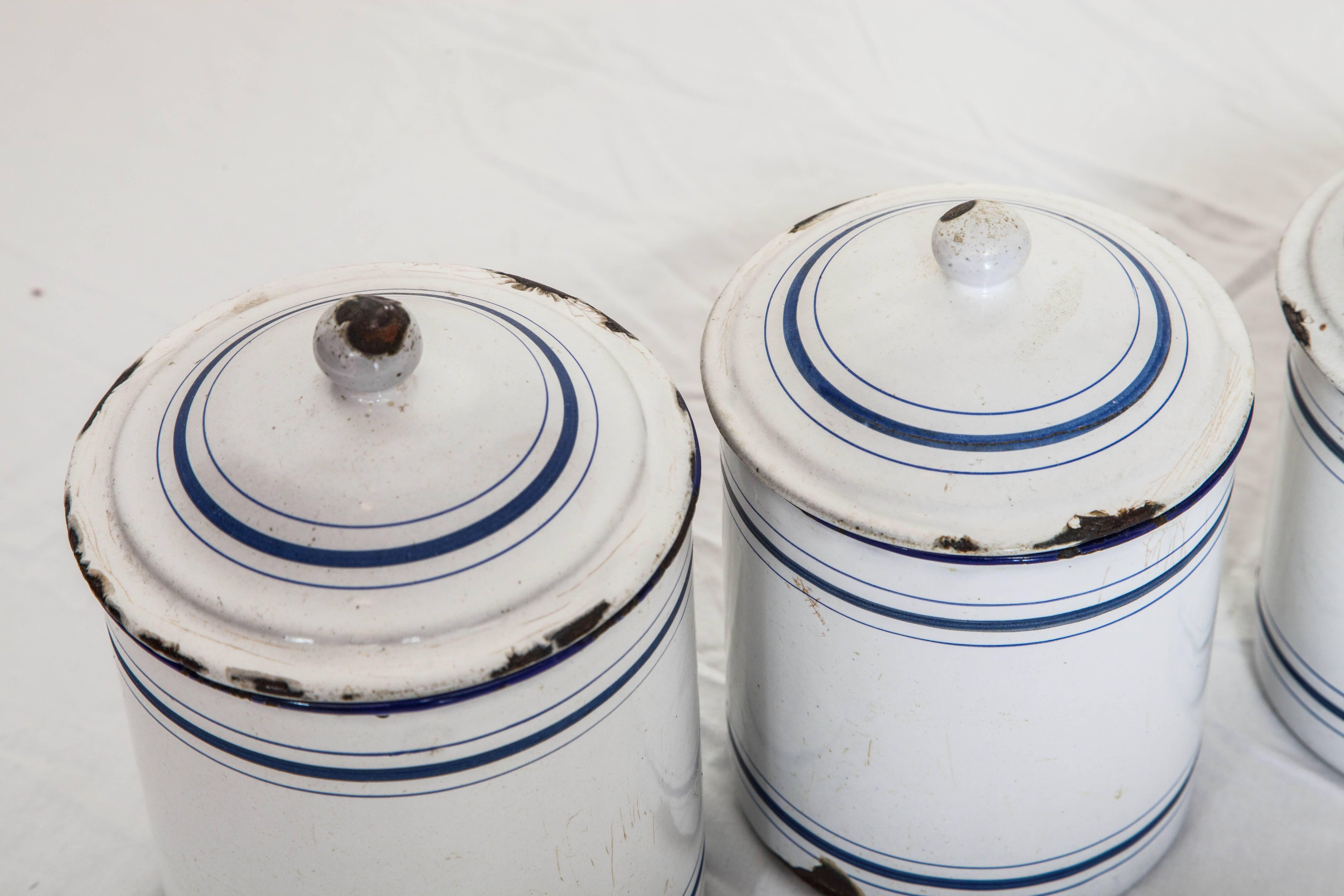 Six-Piece Antique French Pantry Tin Canisters 3