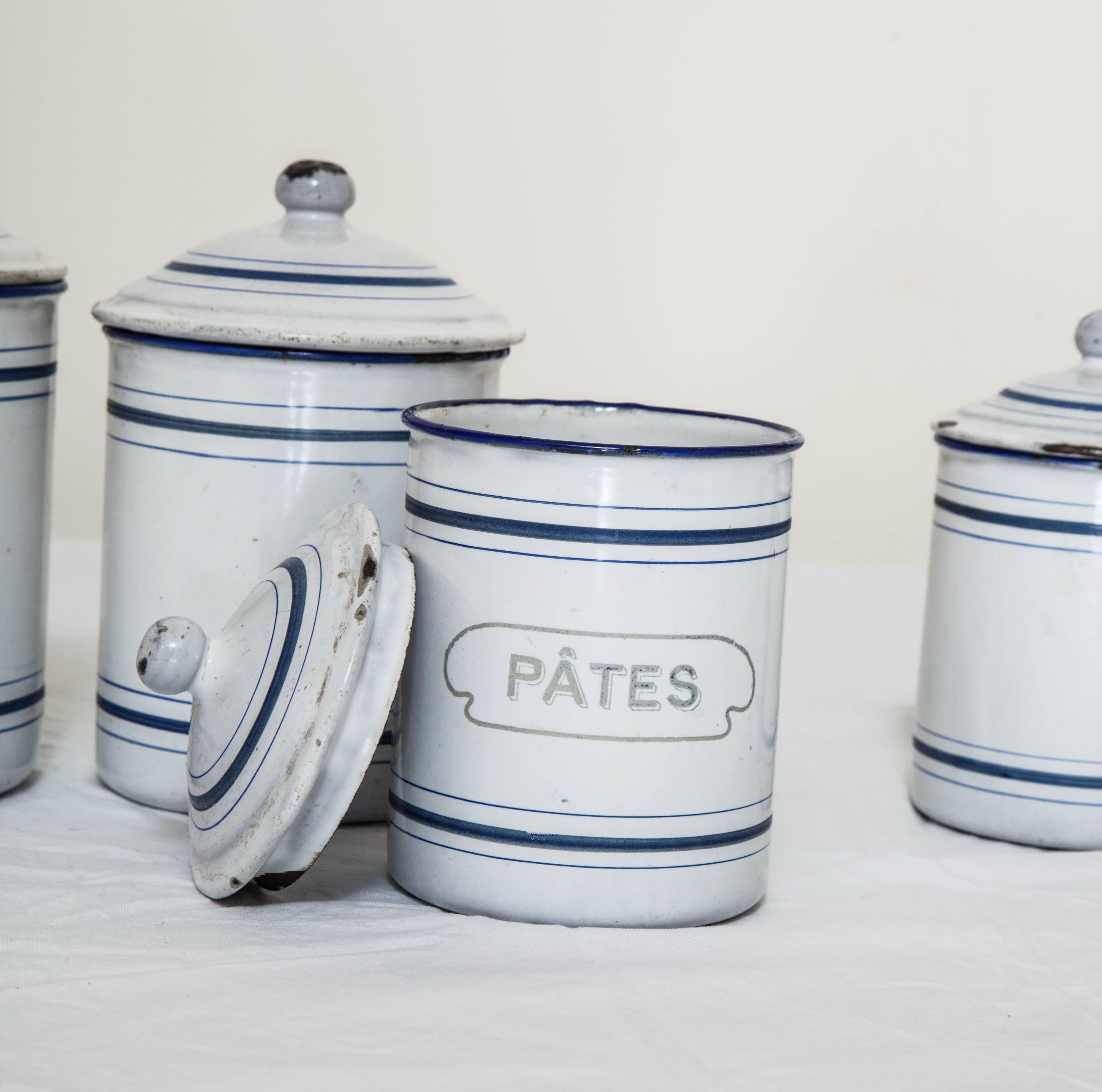 Six-Piece Antique French Pantry Tin Canisters 5
