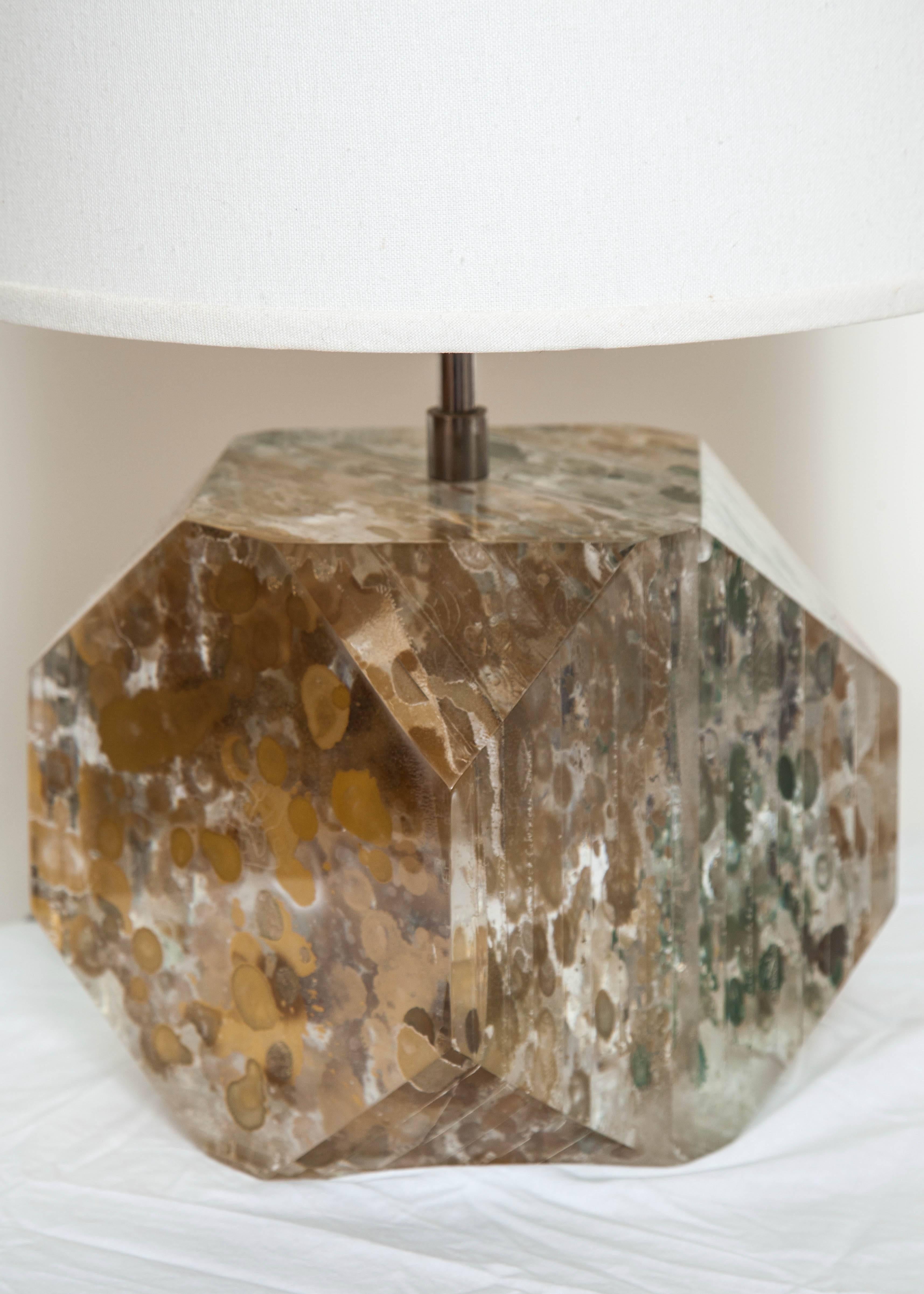 1960s Octagonal Layered Lucite Table Lamp by Freda Koblick In Good Condition In Chicago, IL
