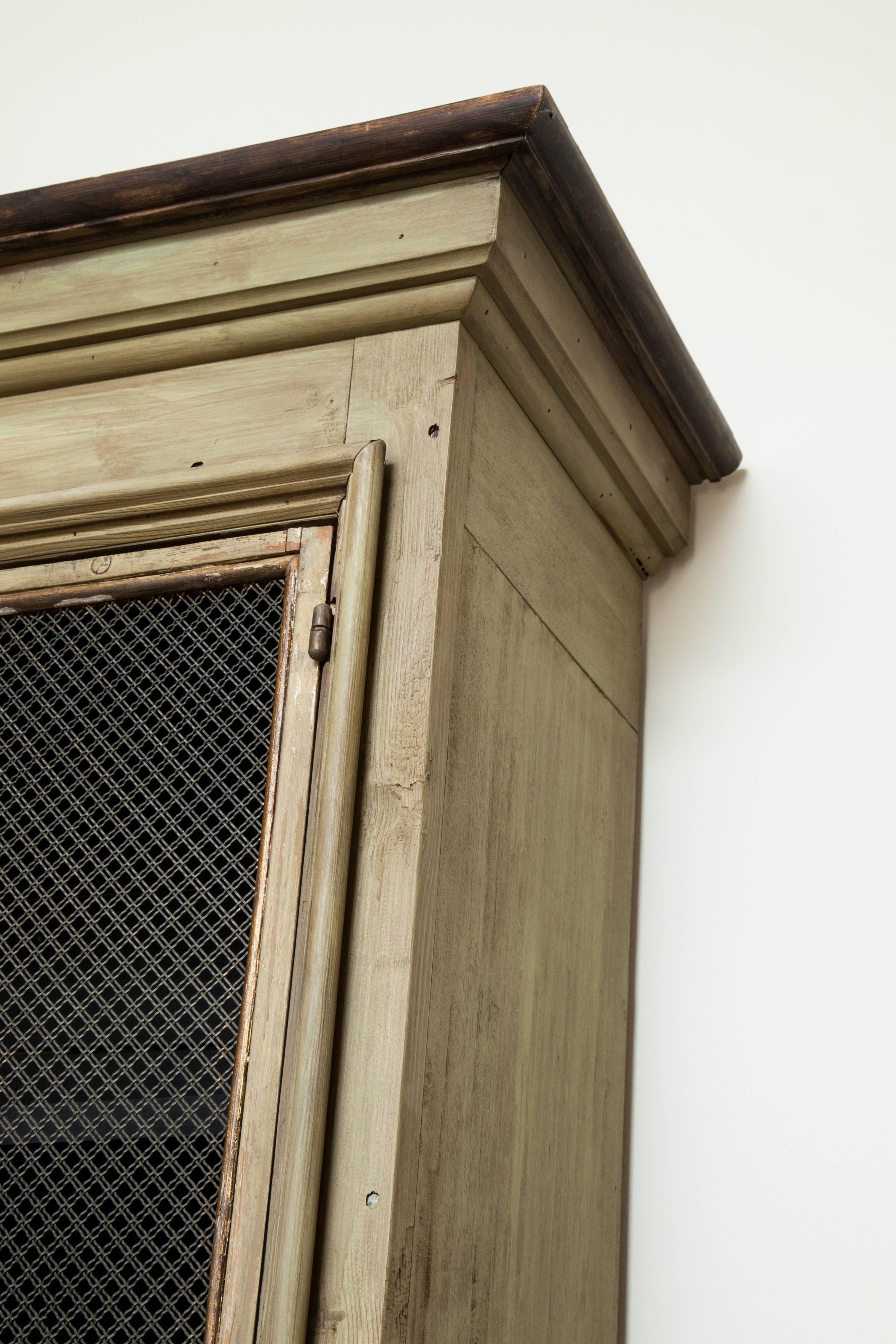 19th Century Pair of Painted Bookcases with Inset Metal Grilles