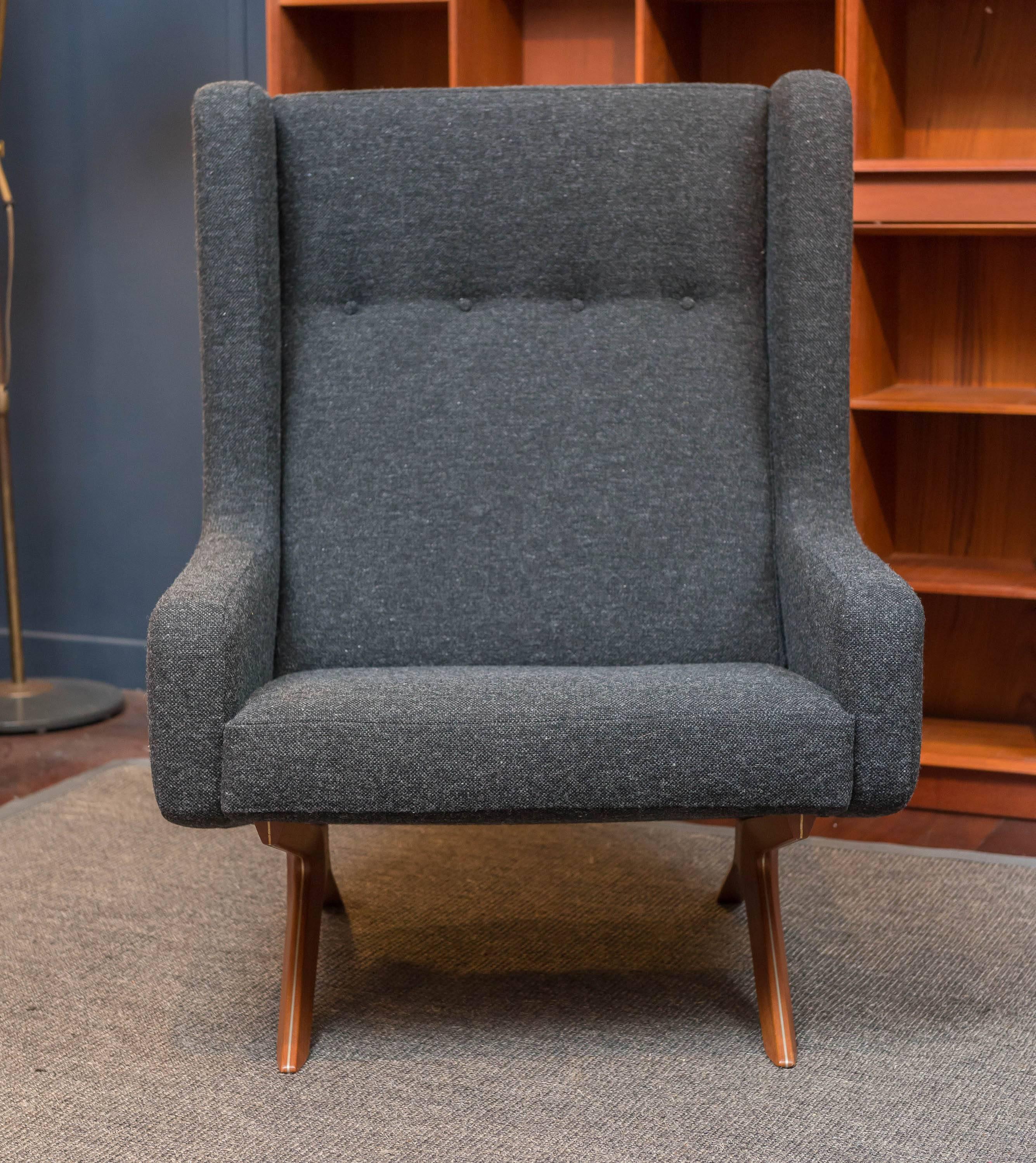 Rare high back wing chair designed by Peter Hvidt for his 