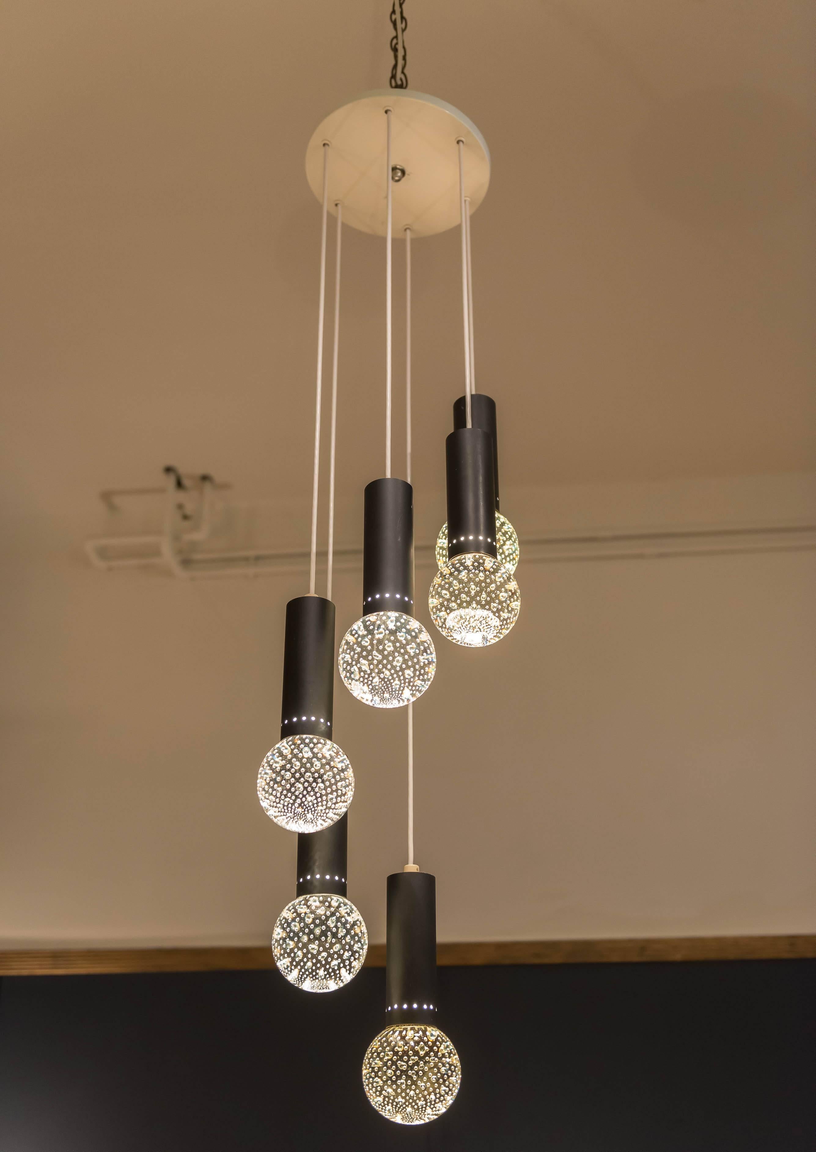 Mid-Century Modern Bubble Light Chandelier in the style of Gino Sarfatti