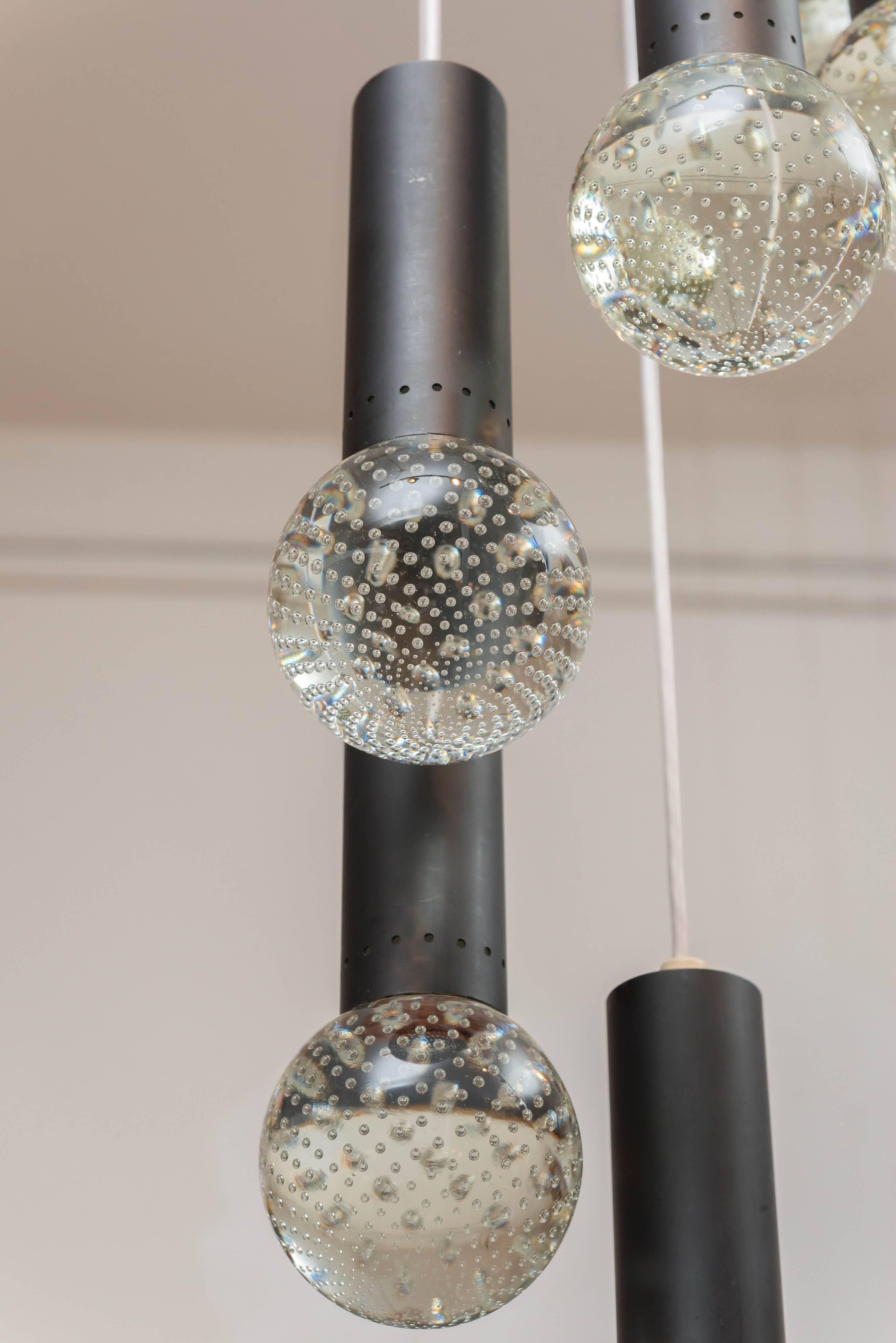 Bubble Light Chandelier in the style of Gino Sarfatti In Excellent Condition In San Francisco, CA