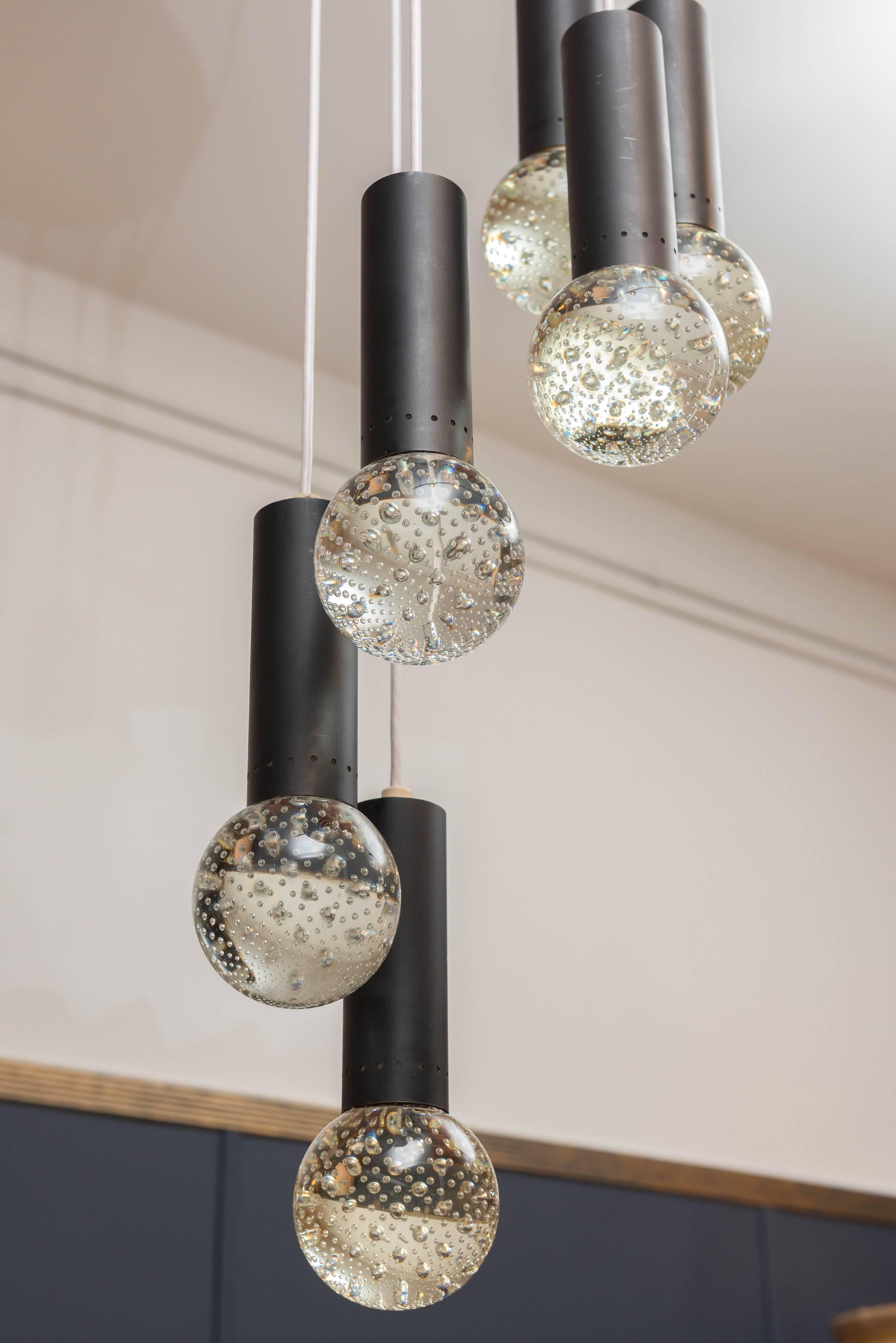 Mid-20th Century Bubble Light Chandelier in the style of Gino Sarfatti