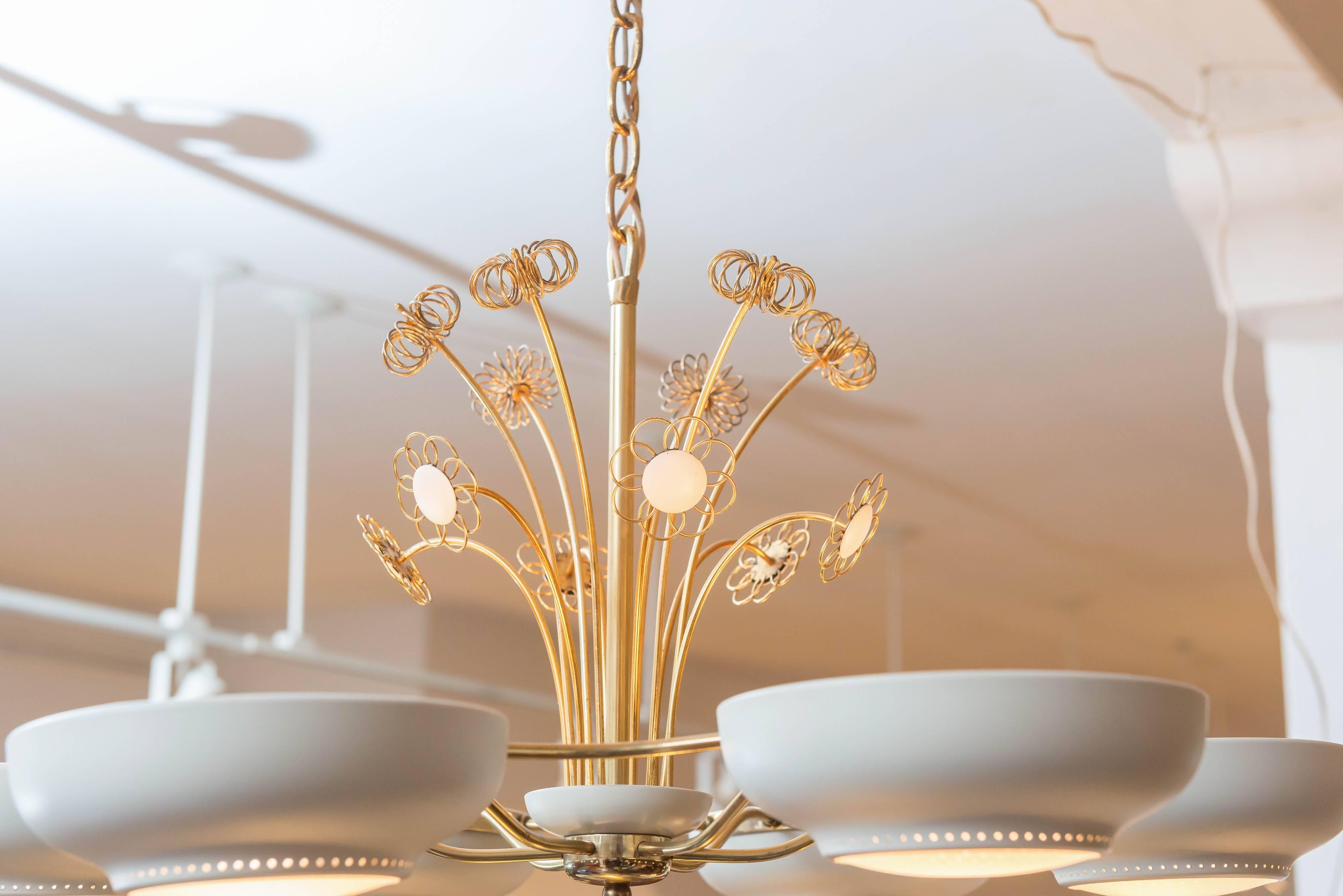 Paavo Tynell Style Six-Light Chandelier In Excellent Condition In San Francisco, CA