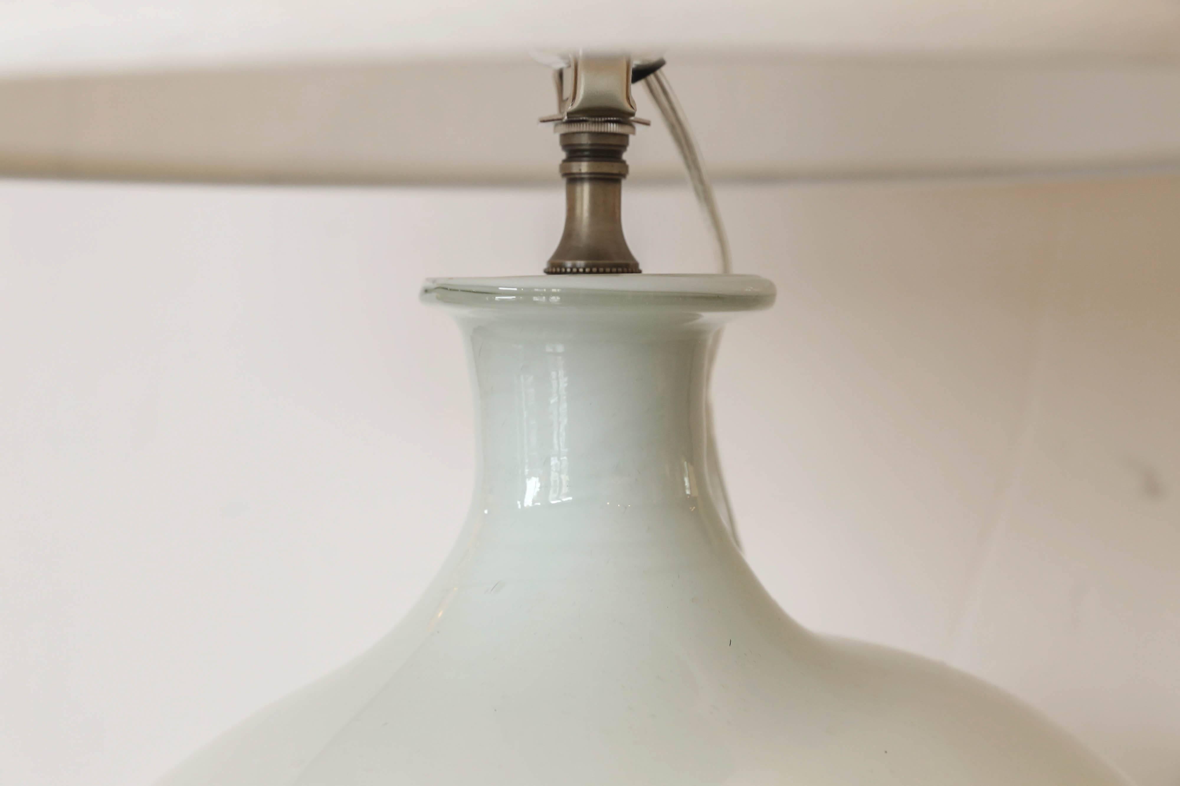 Mid-Century Modern Vintage White Glass Vase as Custom Table Lamp