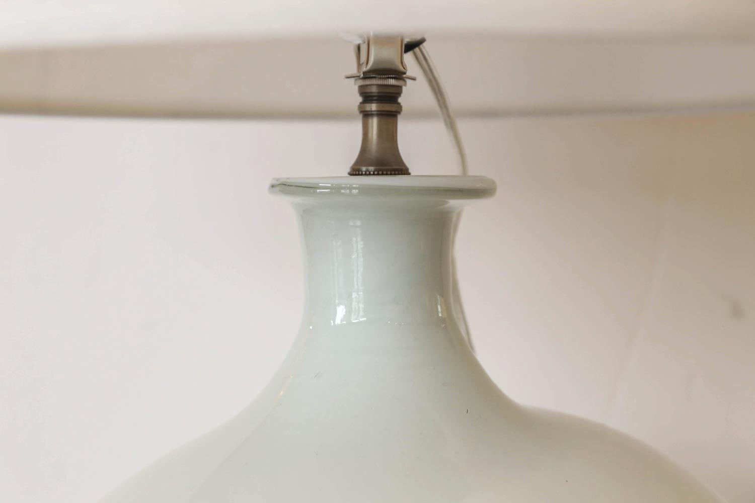 Vintage White Glass Vase as Custom Table Lamp For Sale at 1stdibs