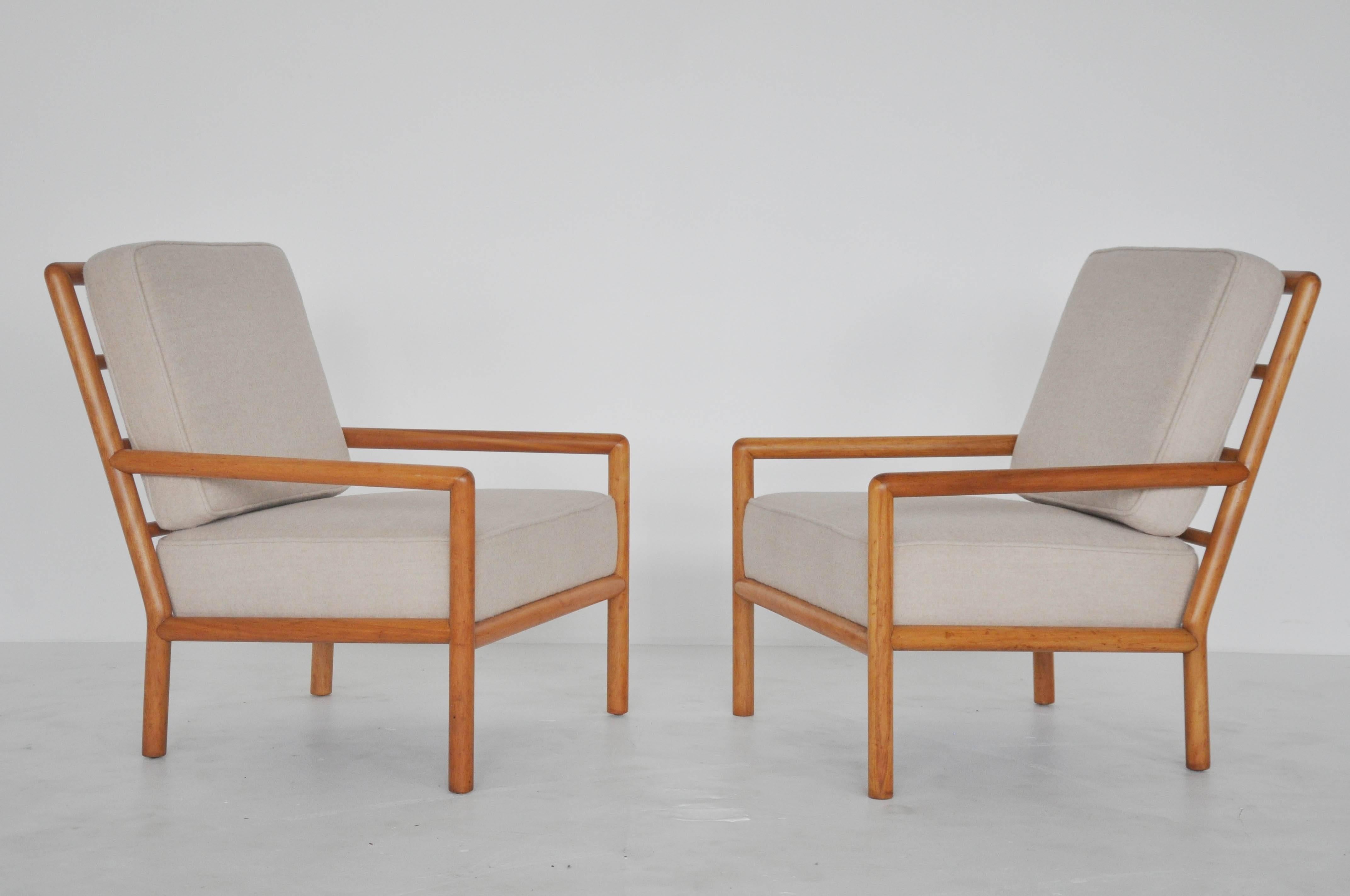 Wool T.H. Robsjohn-Gibbings Lounge Chairs