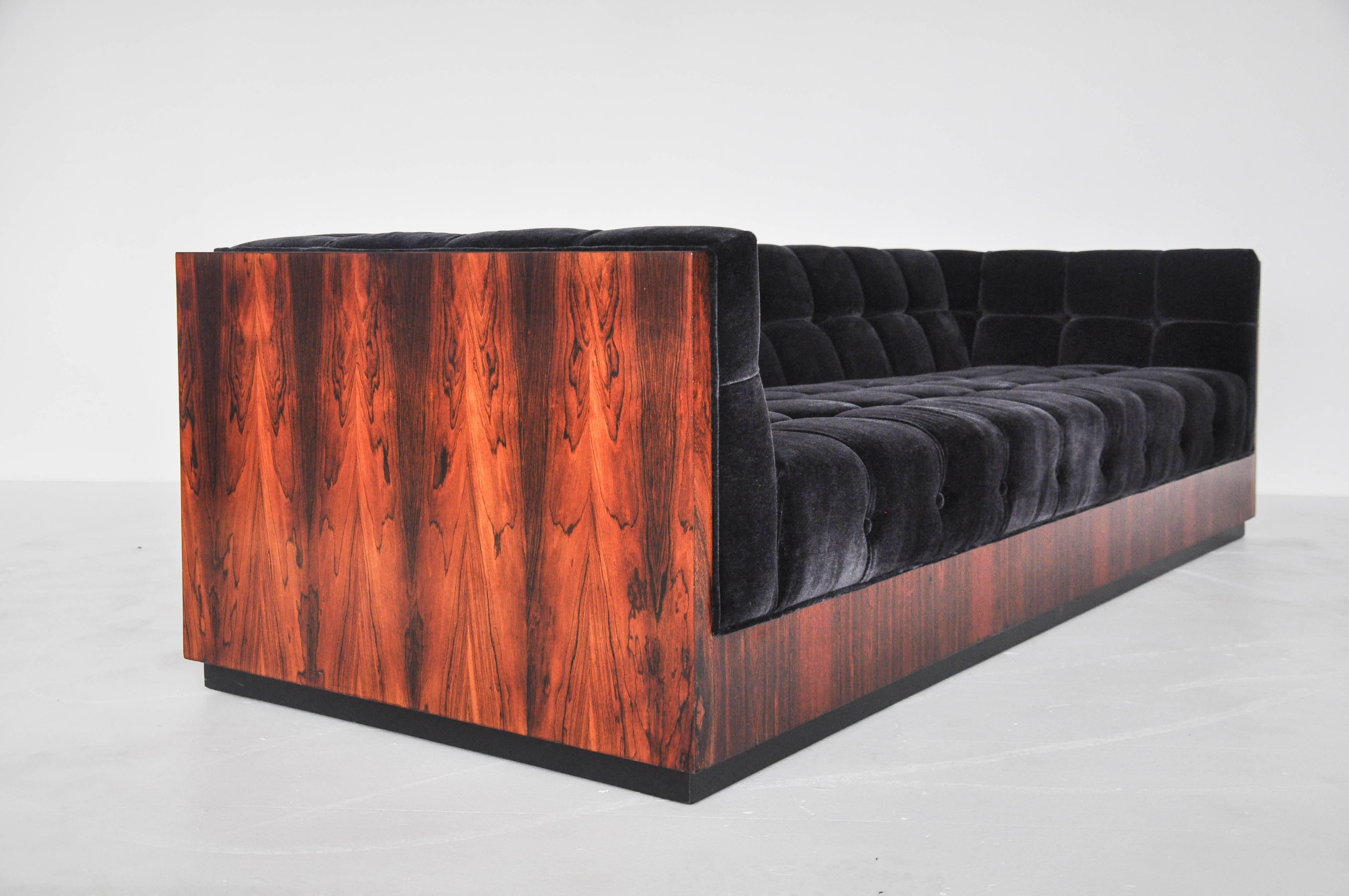 American Milo Baughman Rosewood Case Sofa