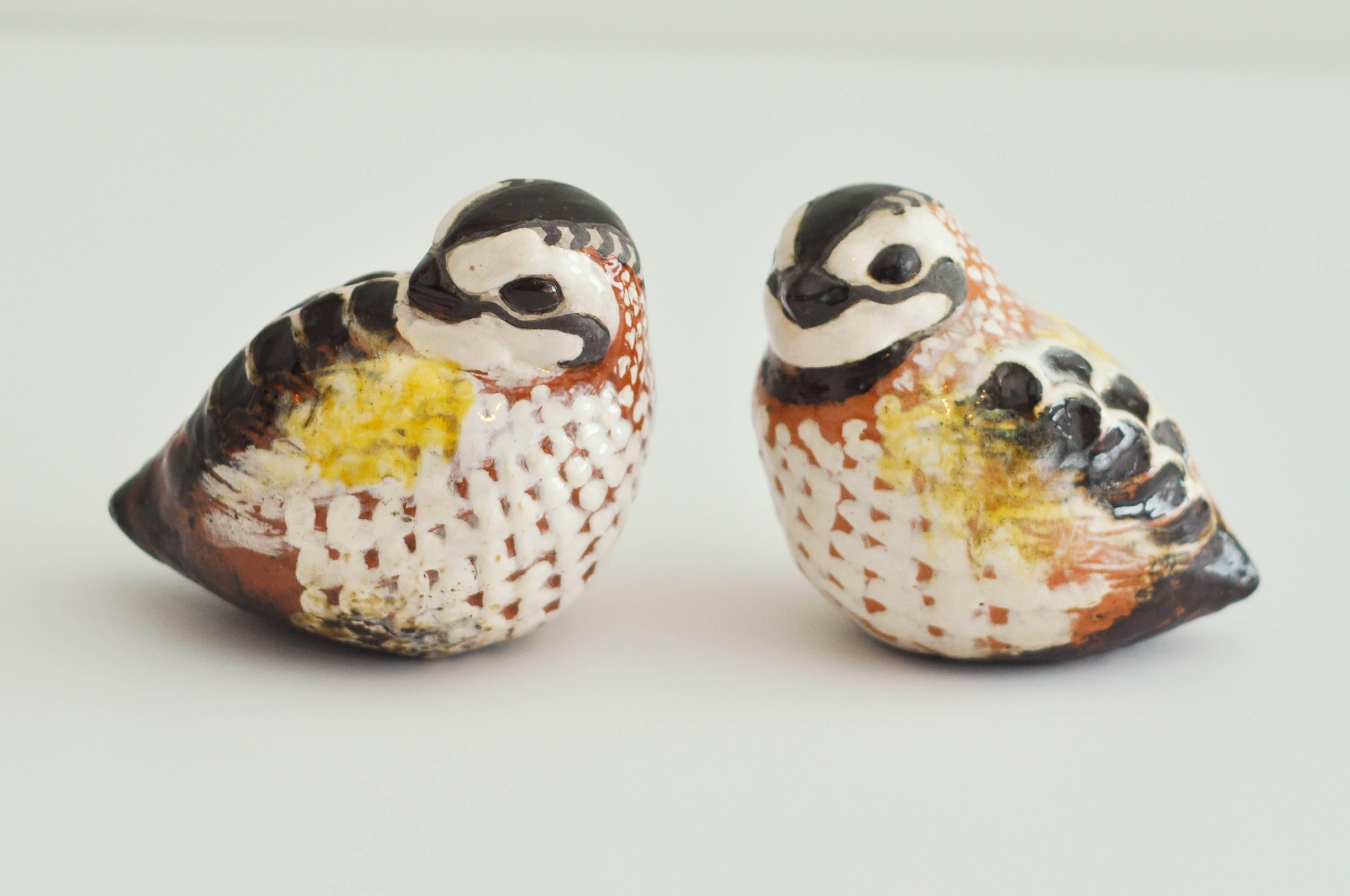 Mid-20th Century Pair of Glazed Ceramic Birds by Thelma Frazier Winter