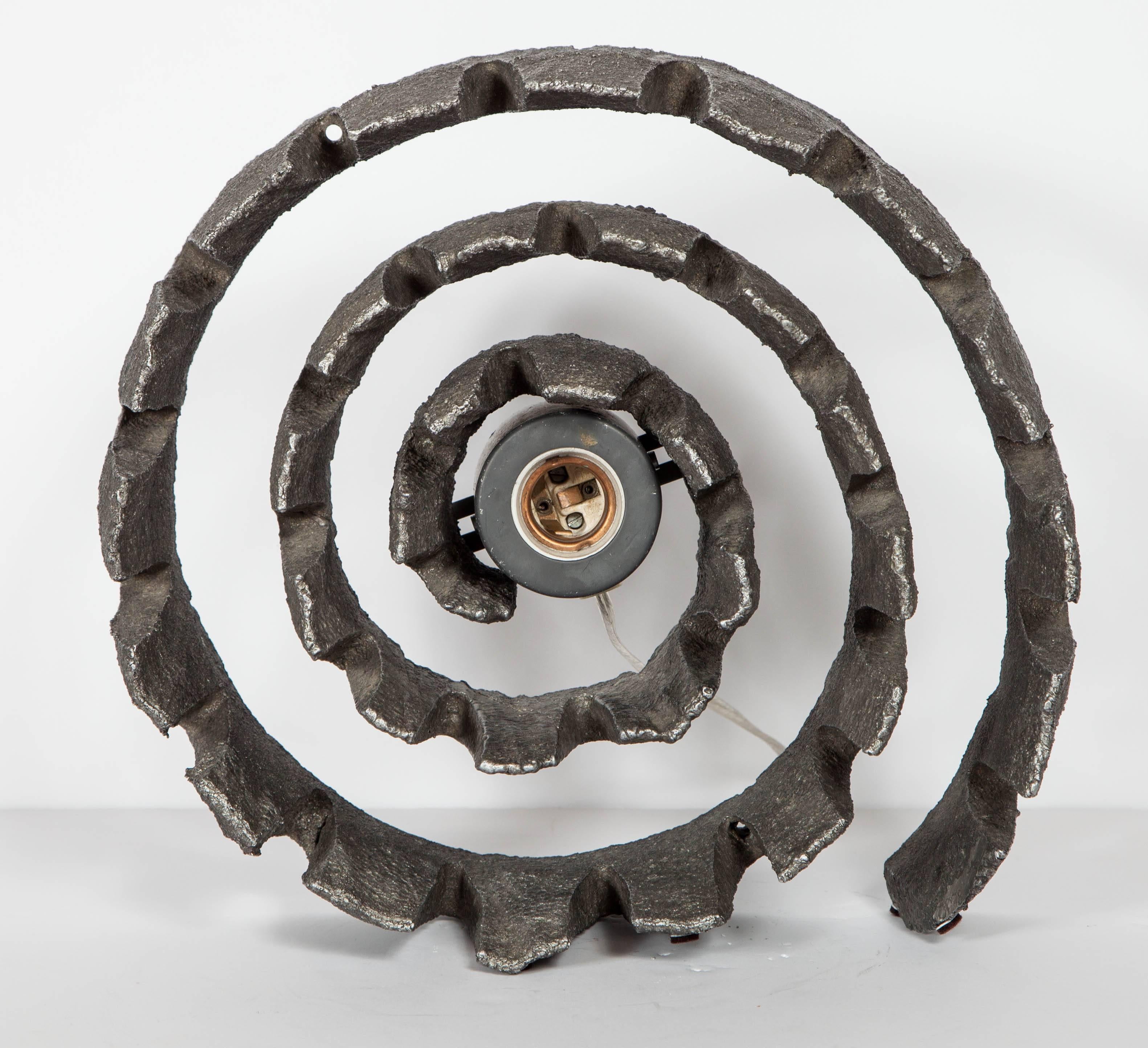 Mid-20th Century German Mid-Century Wheel Sculpture and Lamp with Brutalist Design
