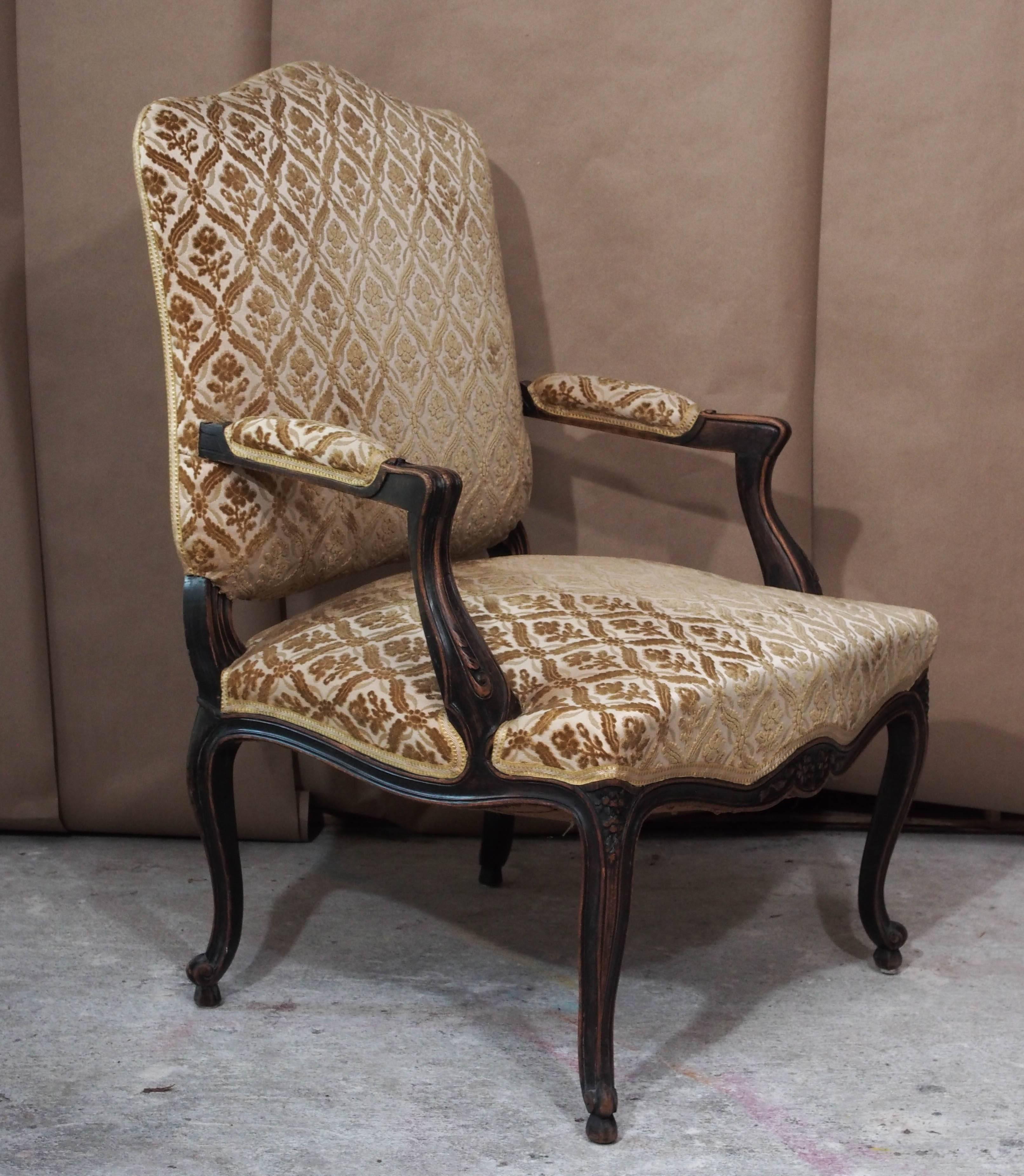 Wood Pair of 19th Century Louis XV Fauteuils For Sale
