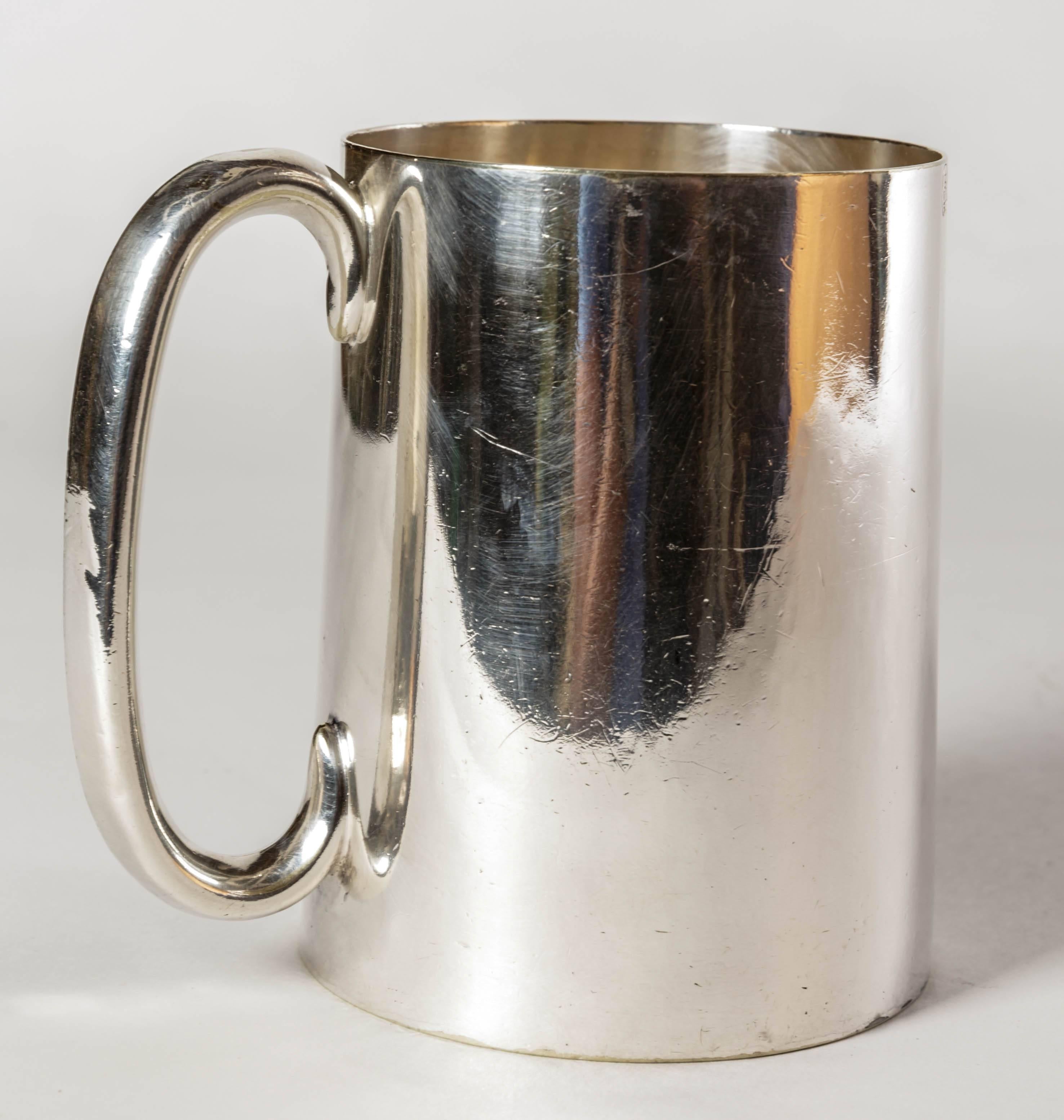 Metalwork English Victorian Silver Plate Tankard For Sale