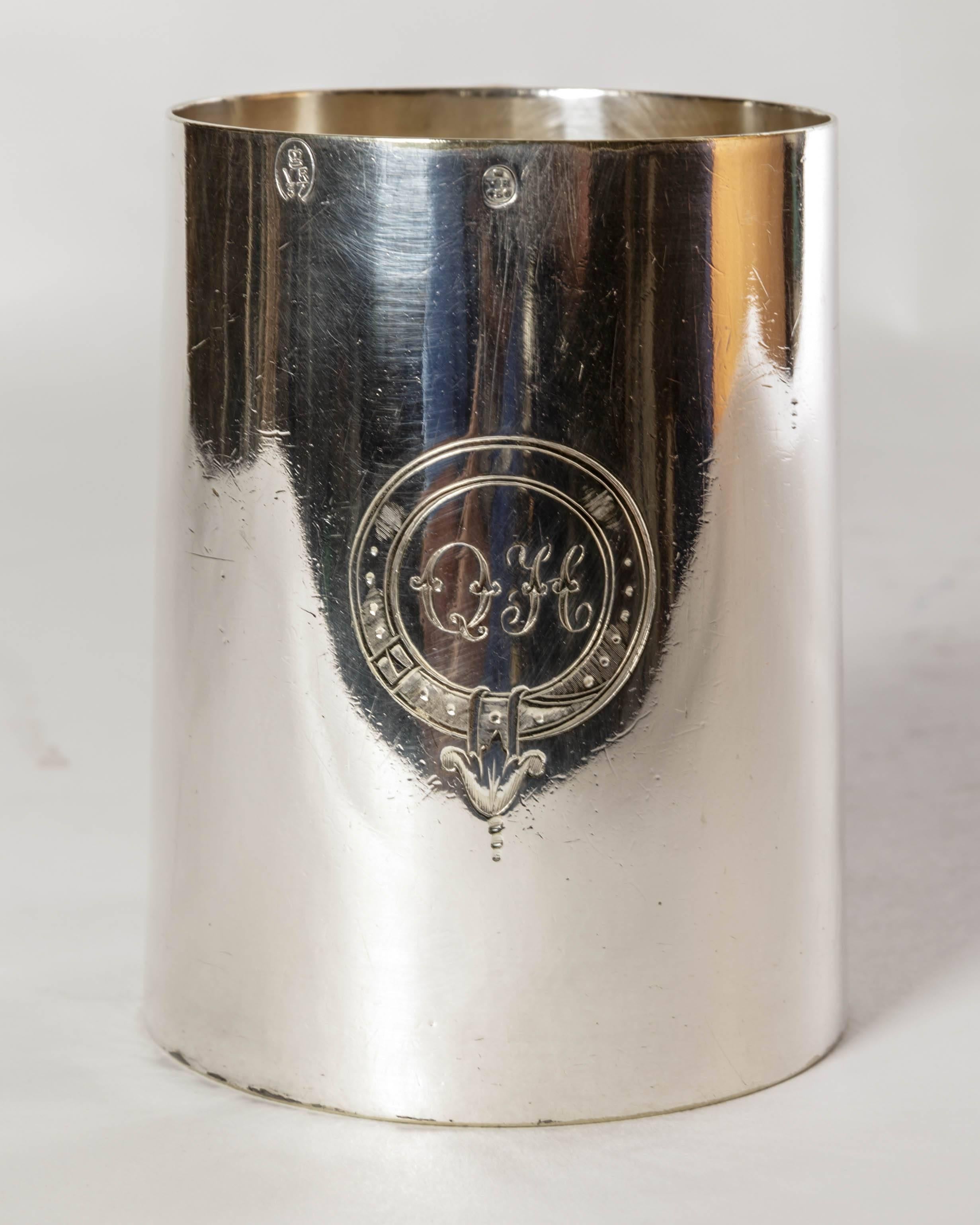 Mid-19th Century English Victorian Silver Plate Tankard For Sale