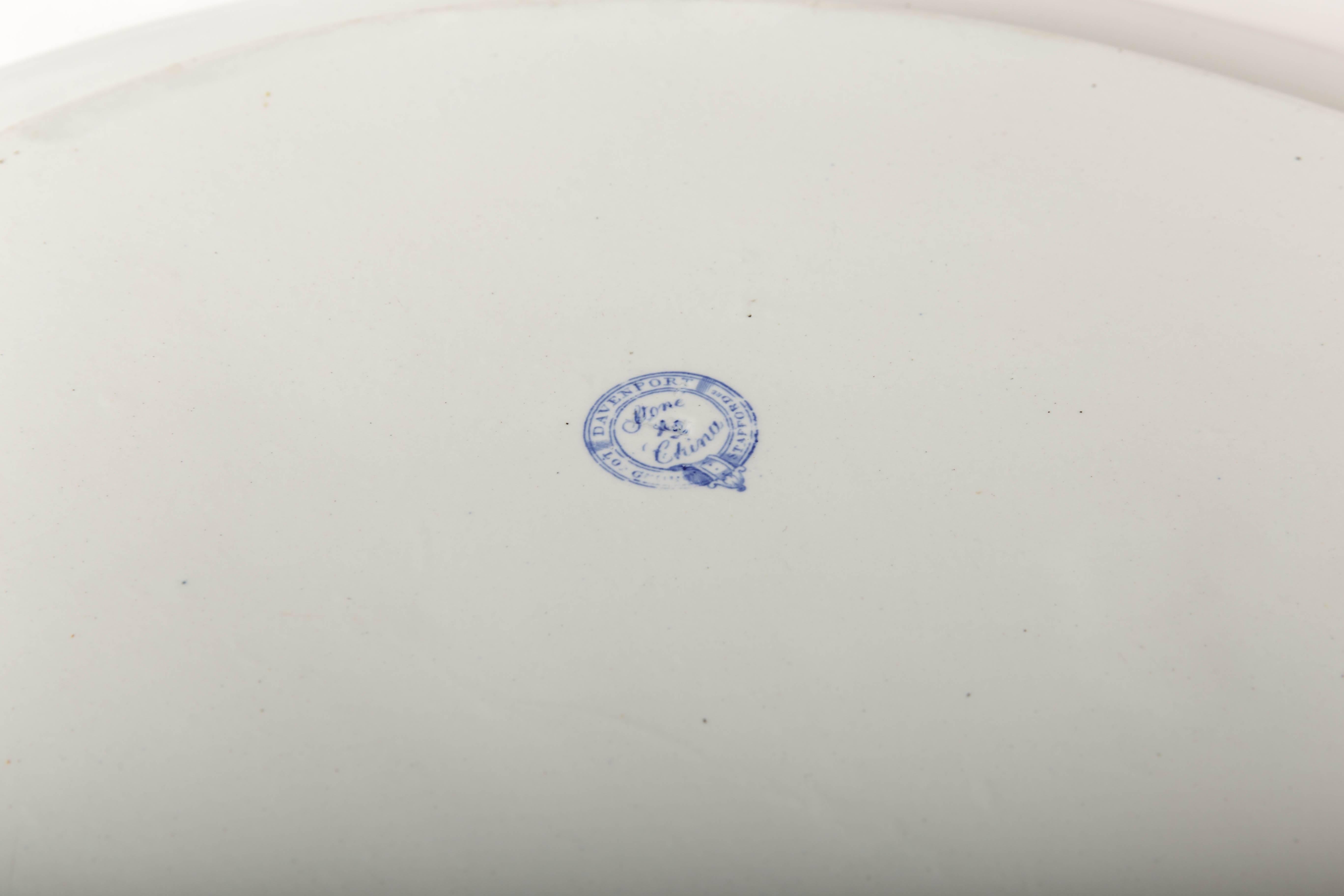 blue and white platters