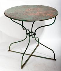 French Circular Green Painted Iron Garden Table
