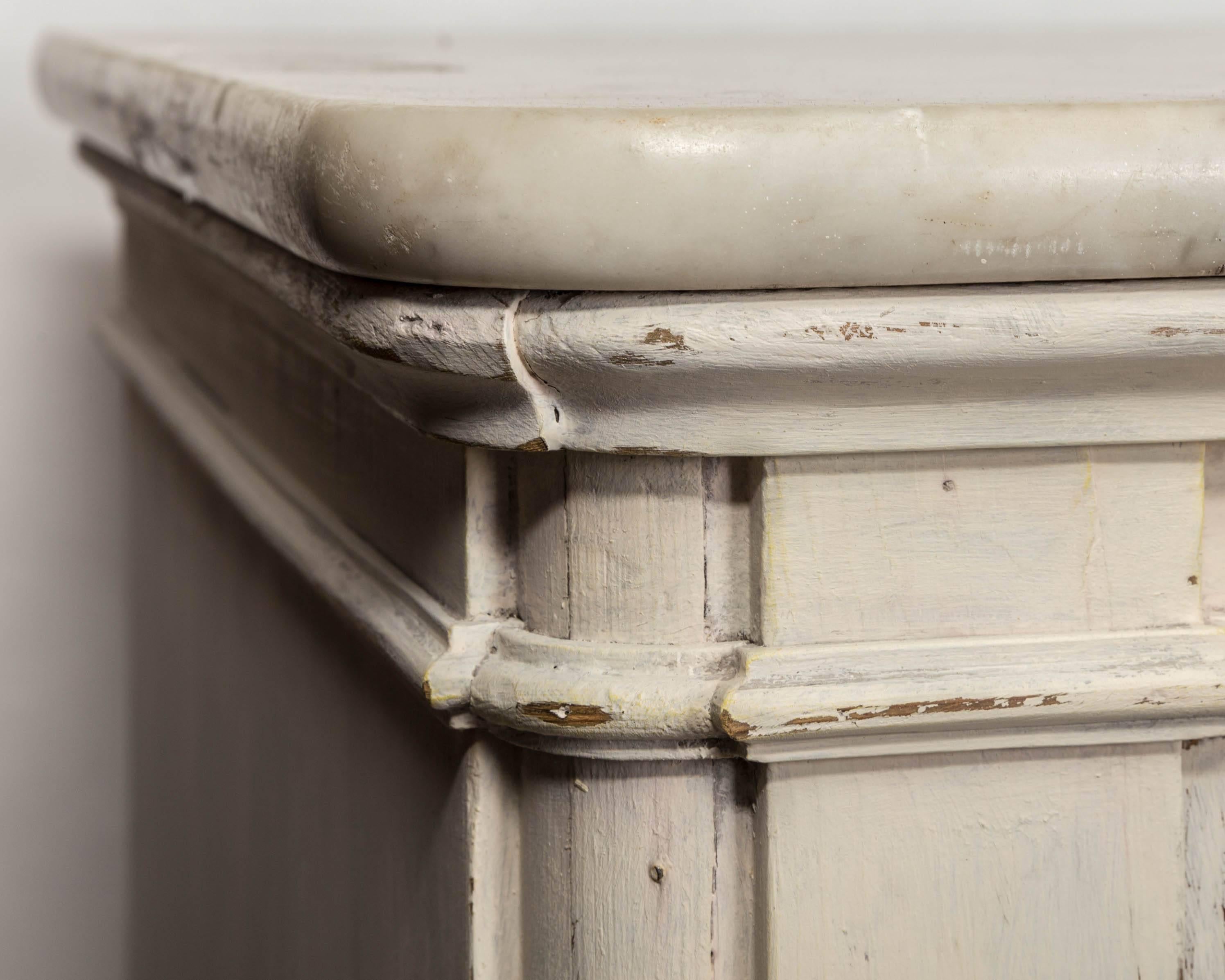 Glass English 19th Century Painted Pine Marble-Top Cabinet