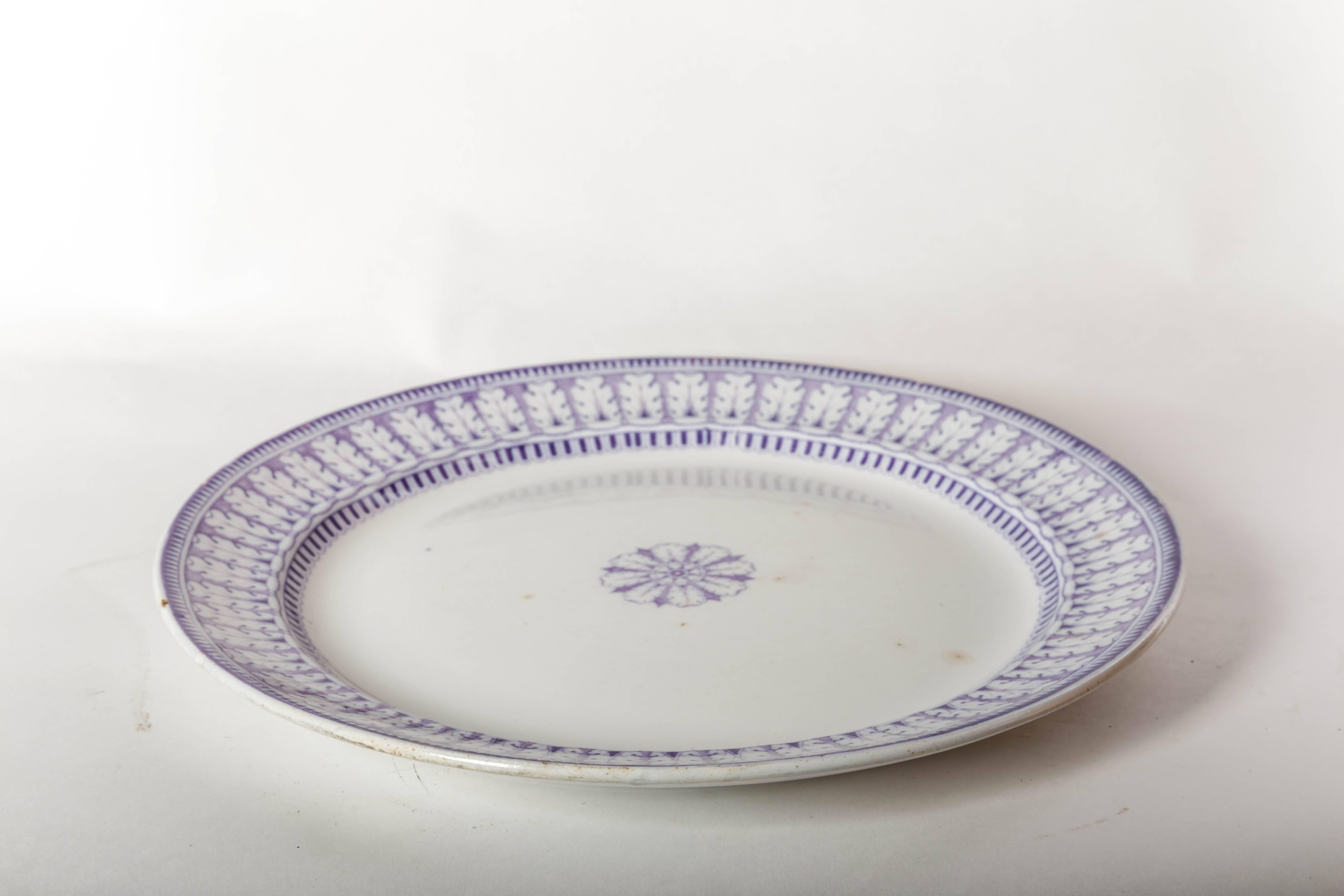Lg. Acanthe Pattern Blue and White Circular Platter For Sale 1